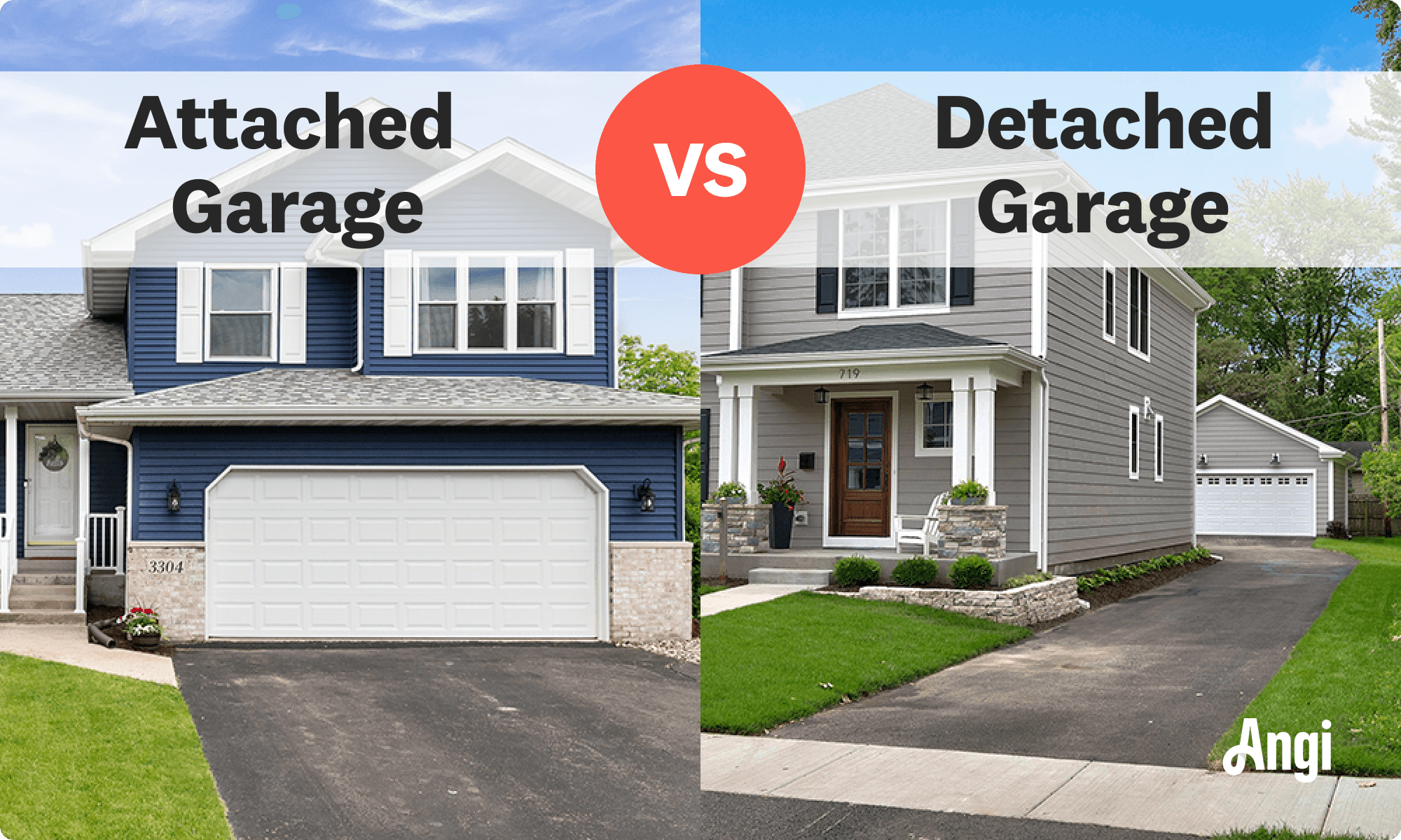 Attached versus detached garage visual comparison
