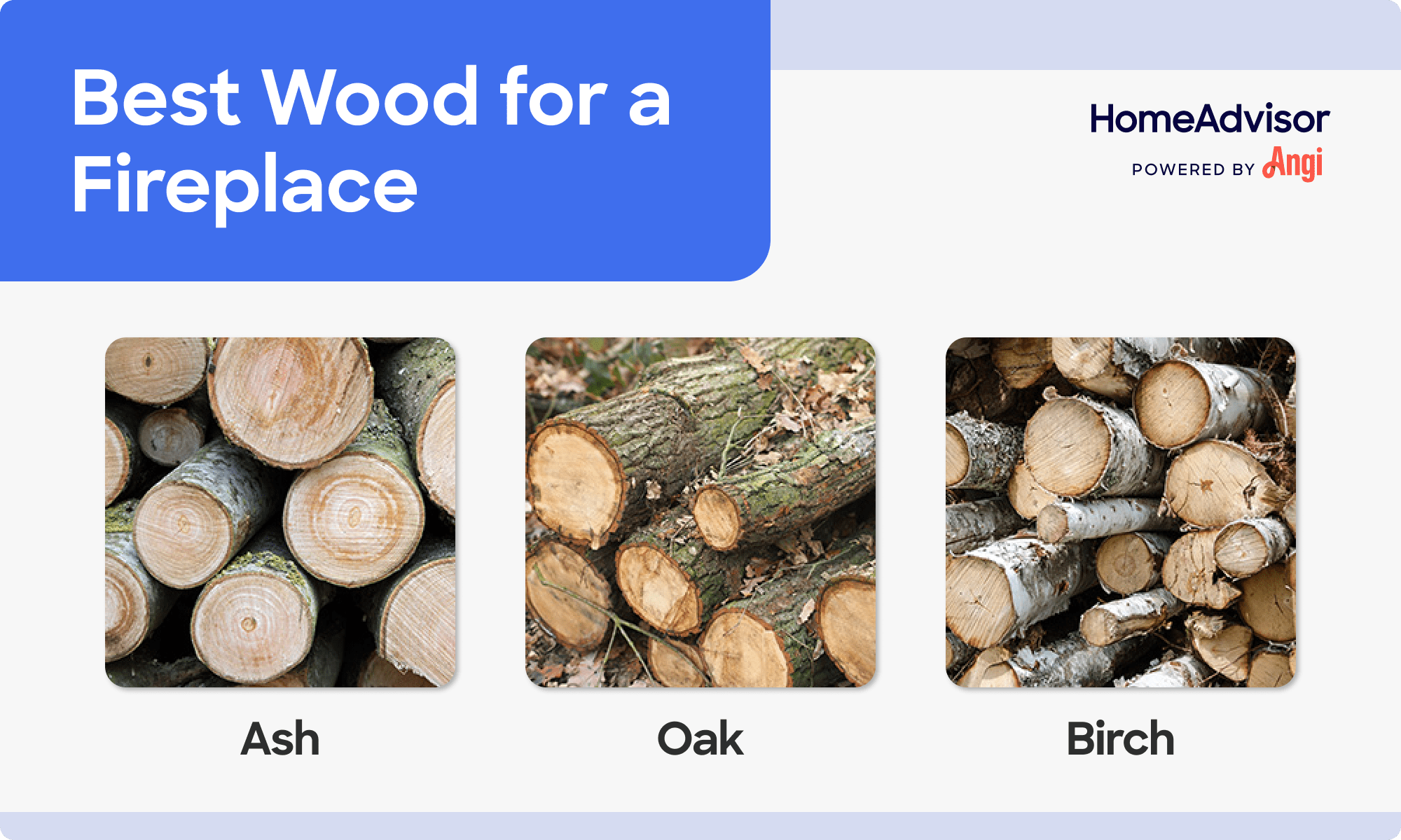 3 best fireplace woods compared visually, including ash, oak, and birch