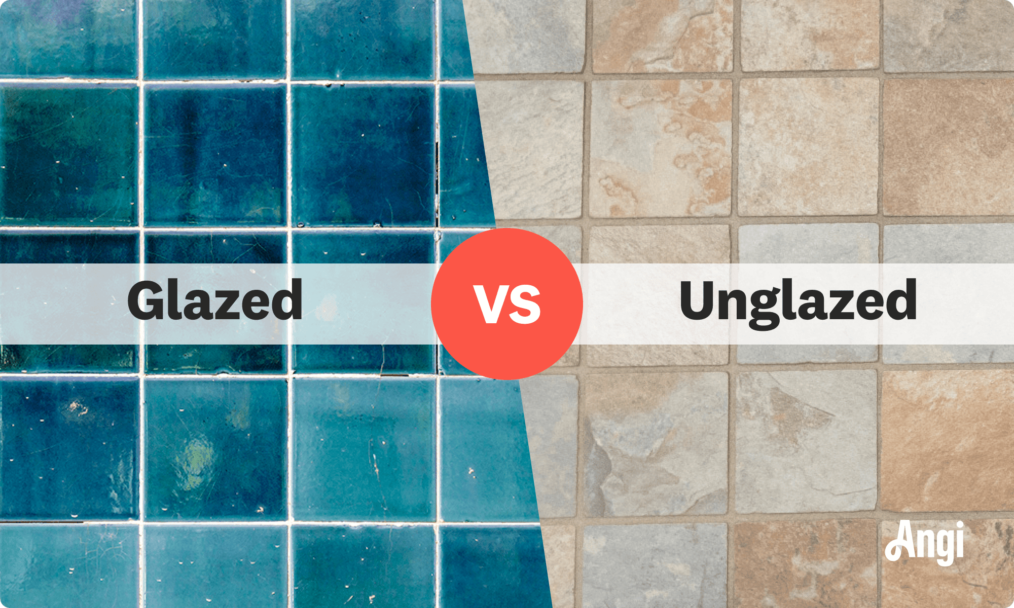 Glazed versus unglazed ceramic tile visual comparison
