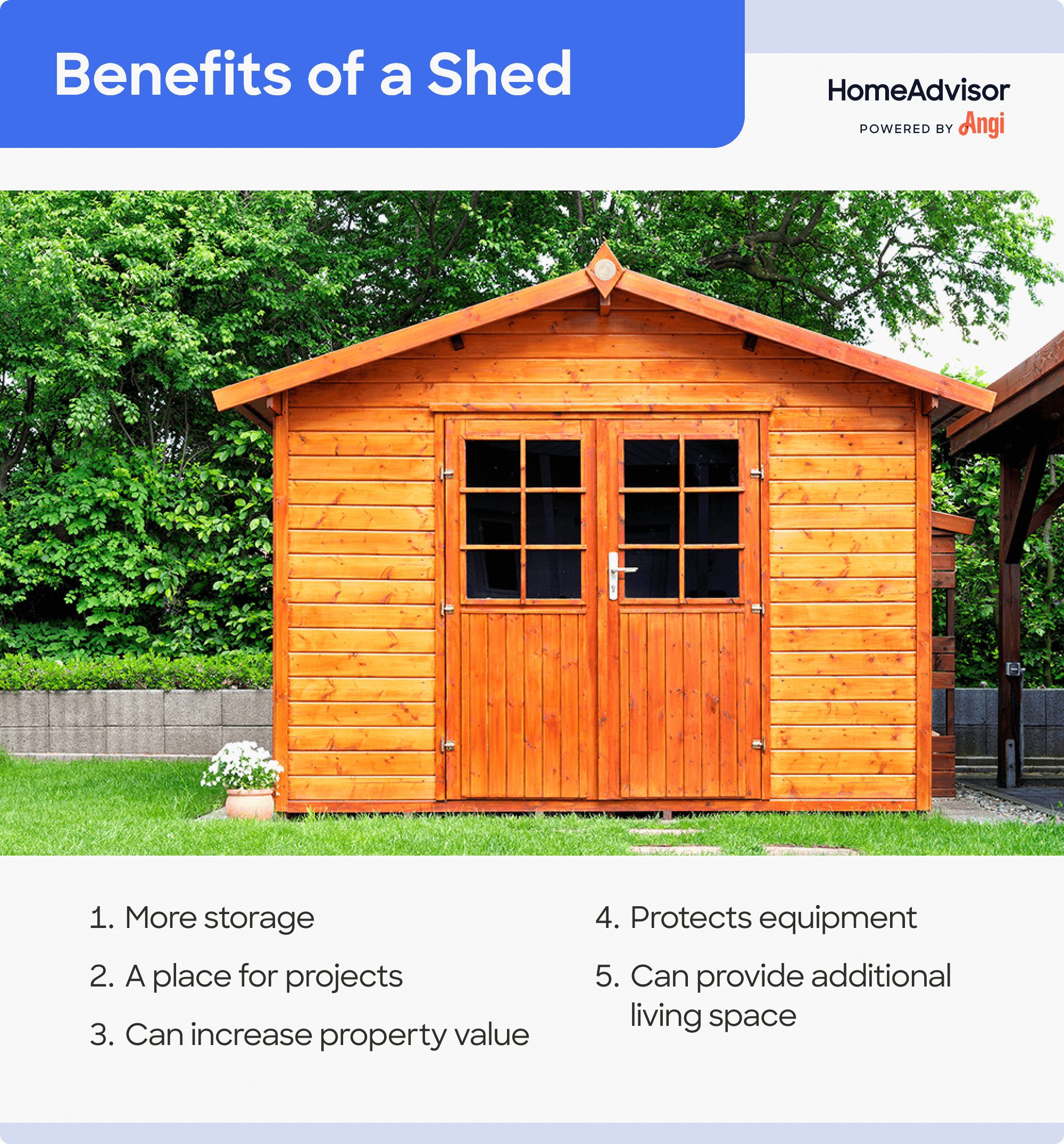 5 benefits of having a shed, including more storage and a place for projects