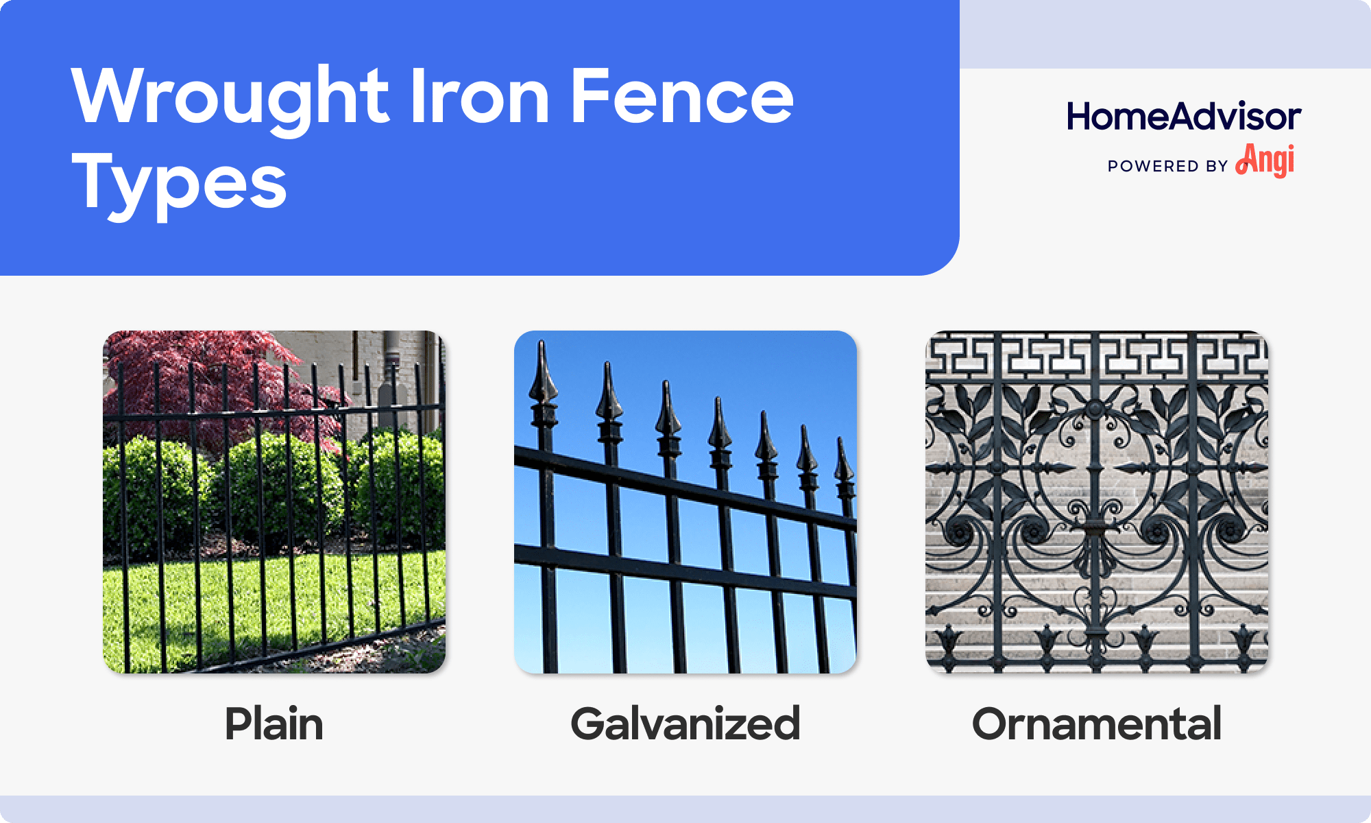 Wrought iron fence surrounding white house