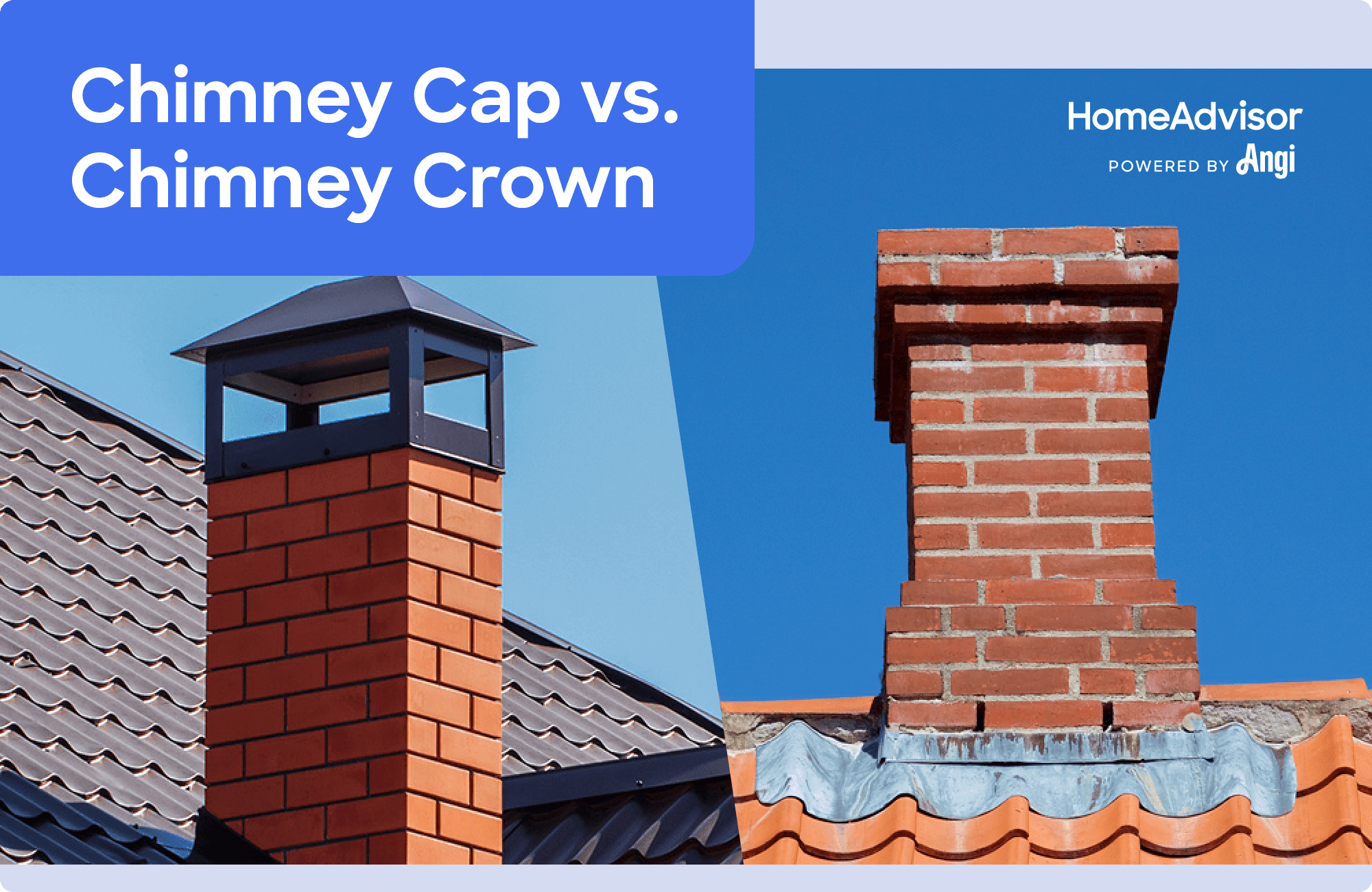 Chimney cap versus chimney crown visual comparison