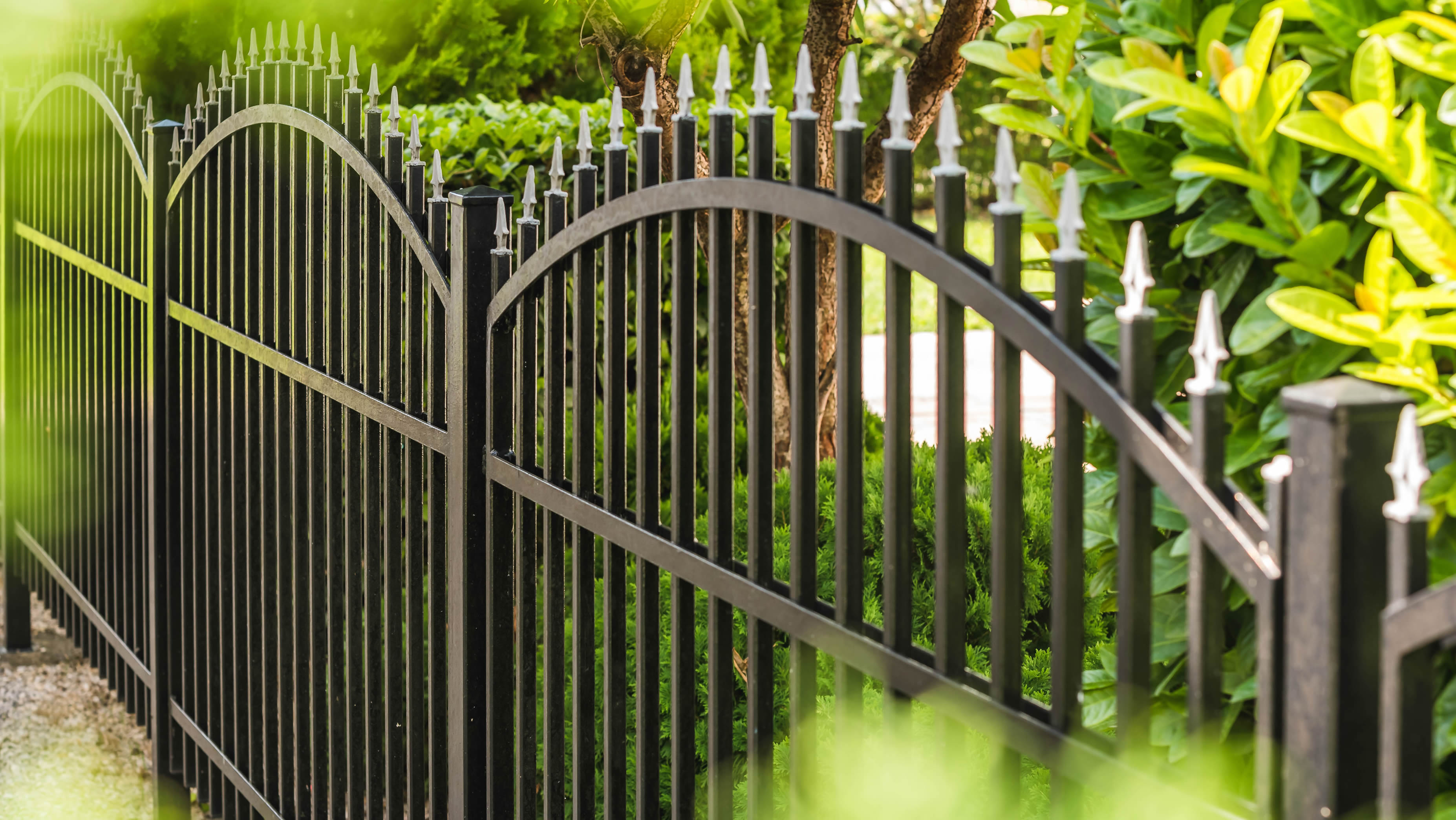 Black metal fence