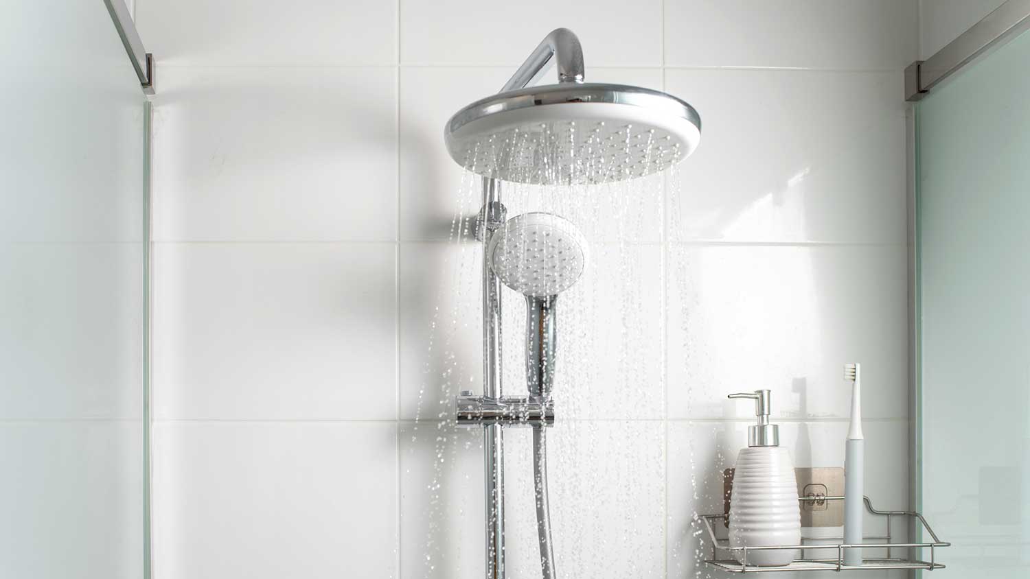 Water coming out of a rain showerhead