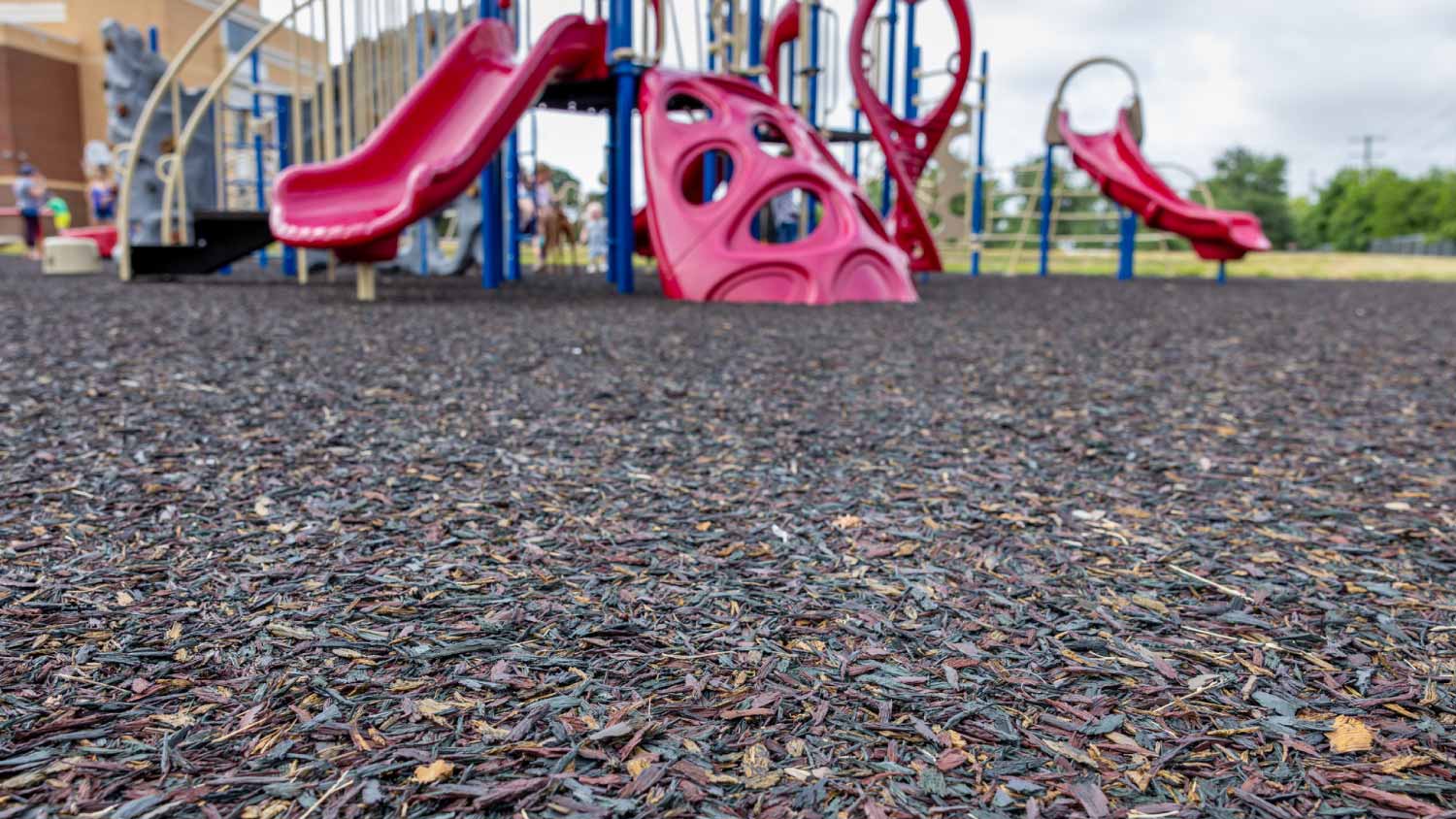 Rubber mulch on children's playground