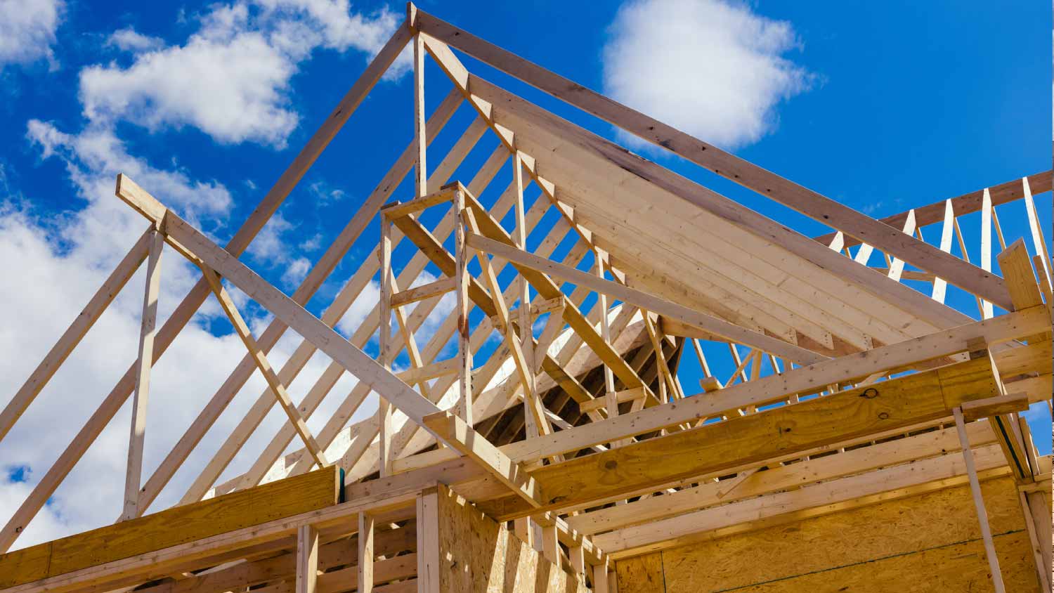 Wooden beams at construction