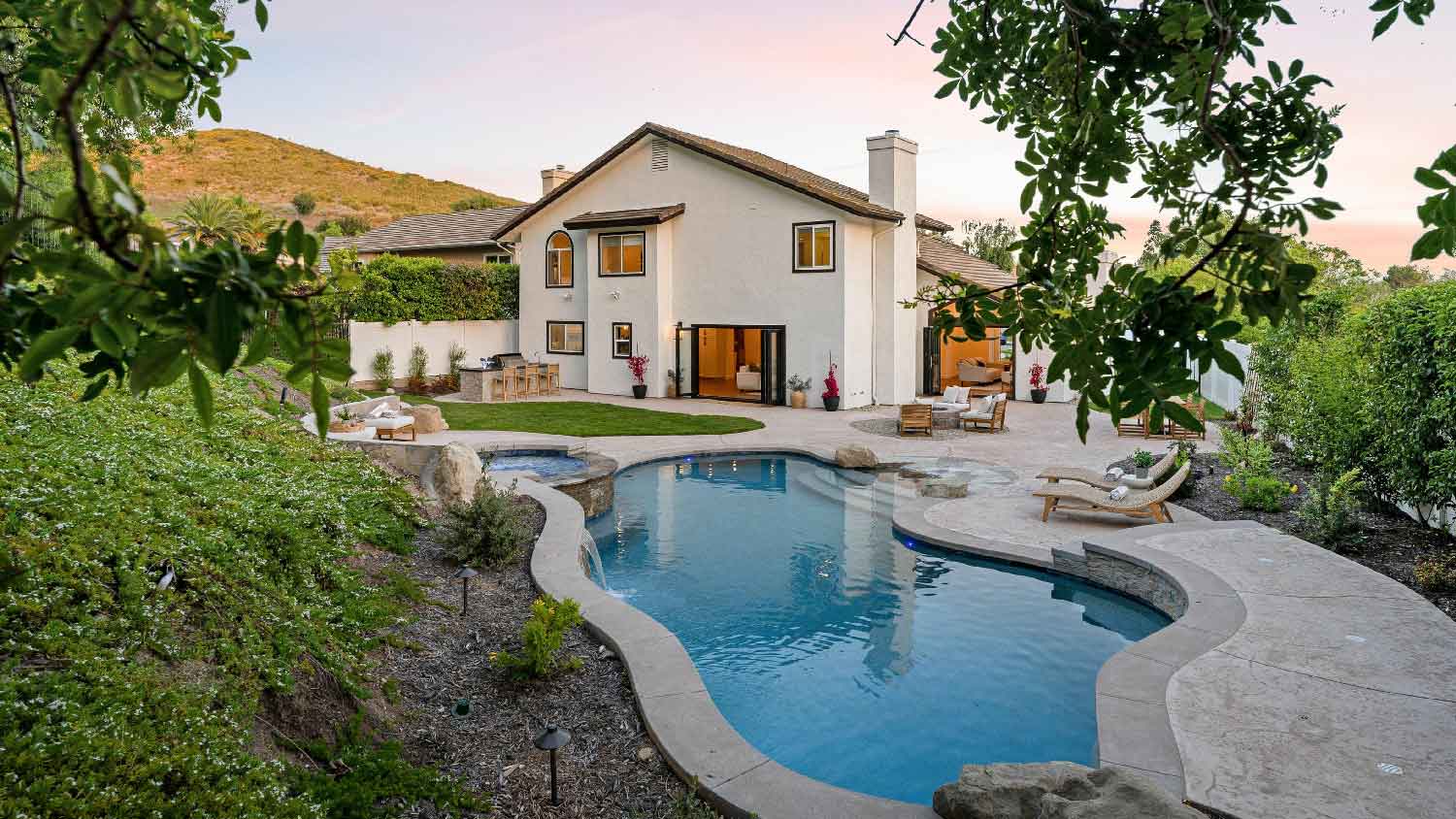 A house with a big swimming pool