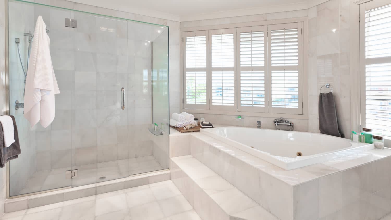 modern bathroom with large bathtub