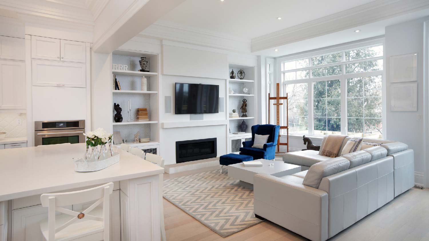 A bright living room with big windows