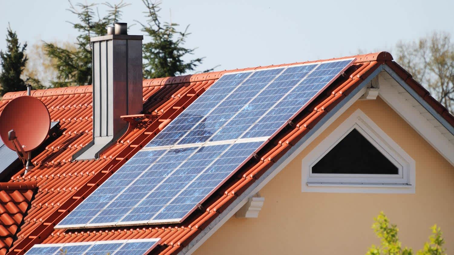 Close-up of solar panels on a roof