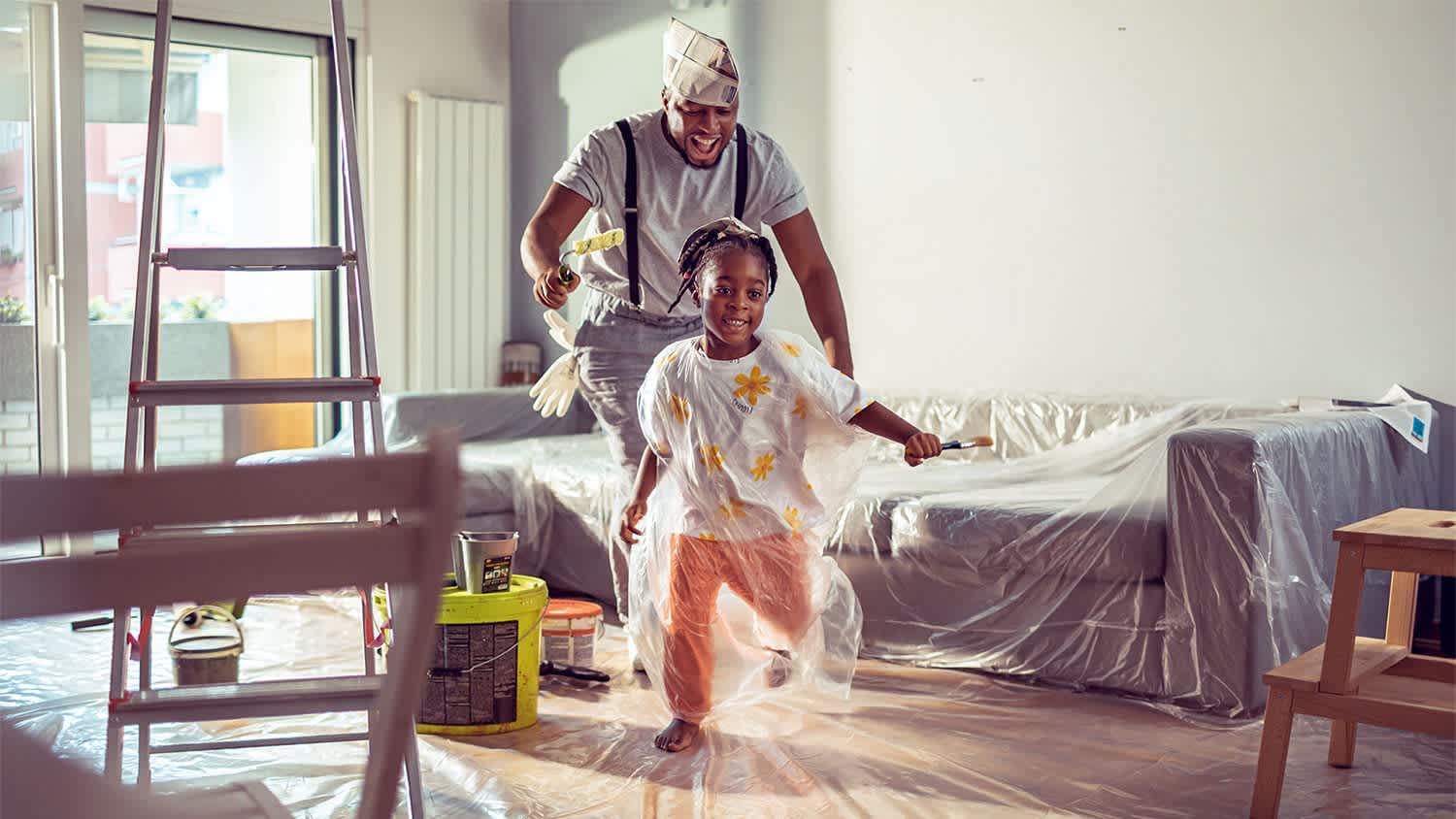 Father and daughter painting