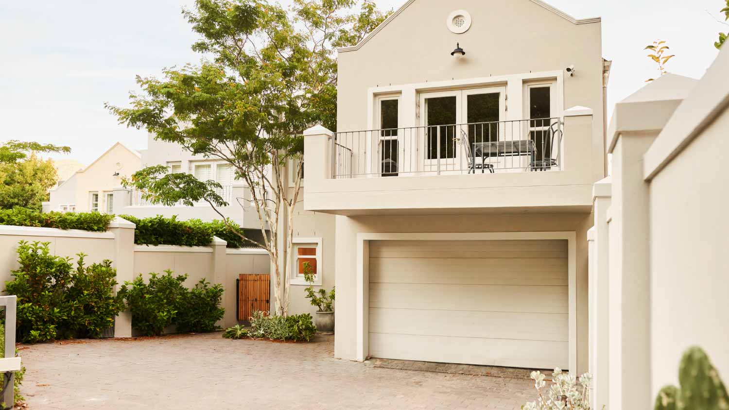Contemporary home with a large balcony