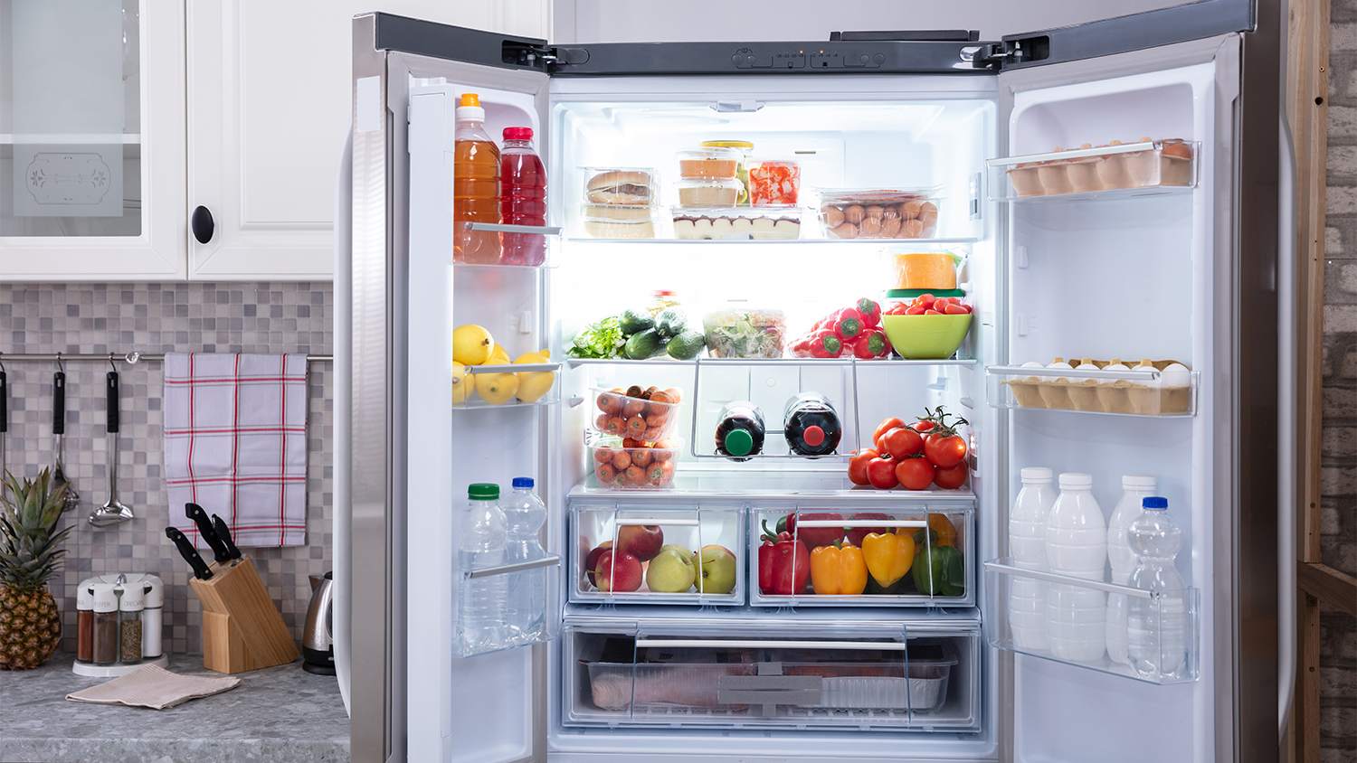 open fully stocked fridge