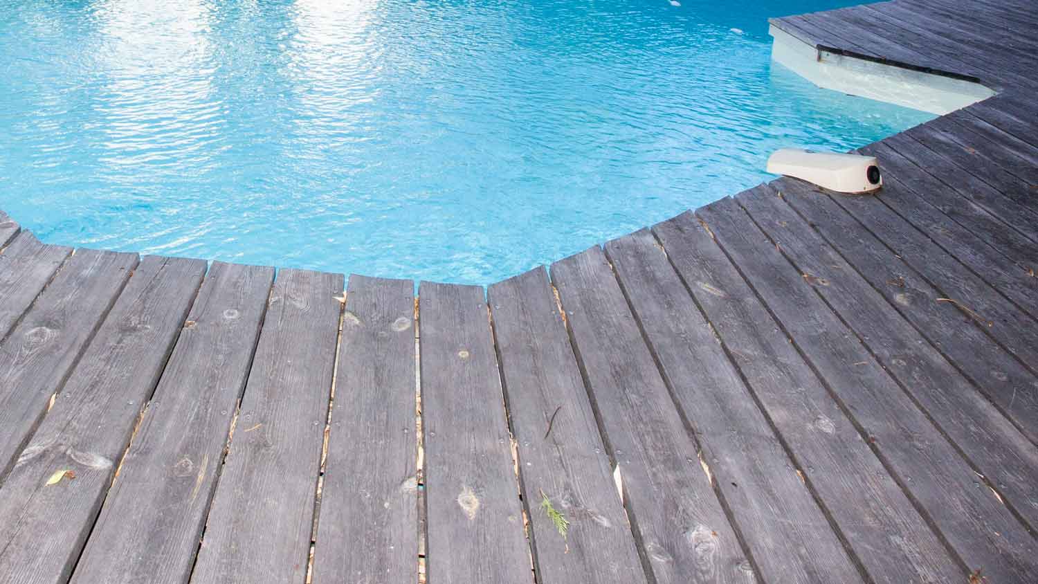 A dented pool deck
