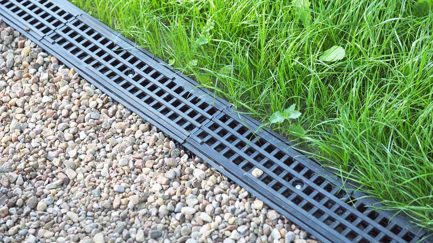 Channel drain installed in the yard