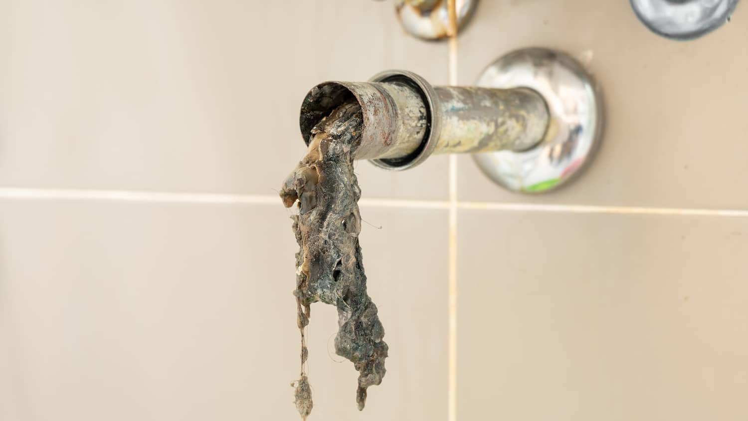 Clogged sink pipe at the bathroom