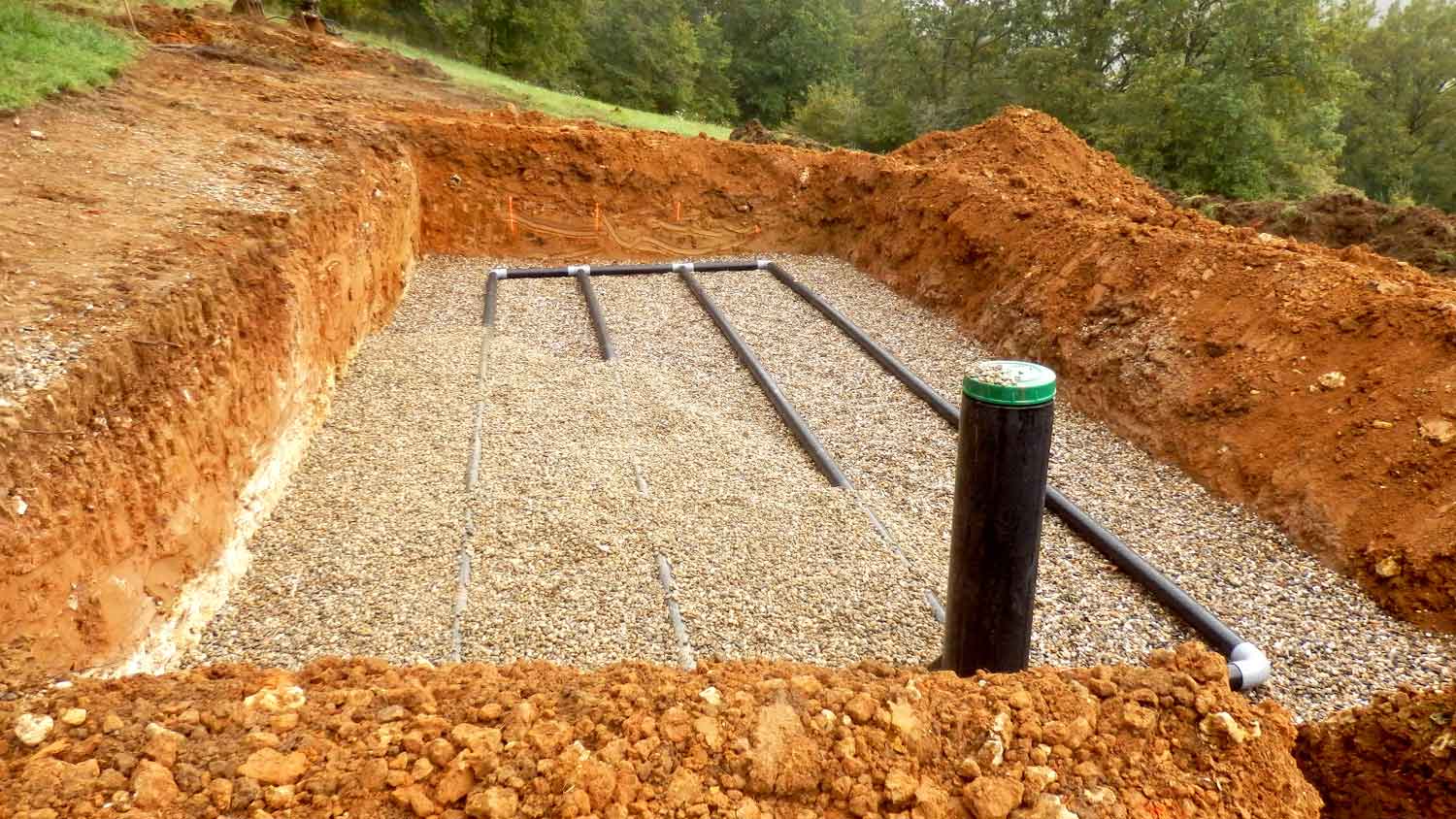 Construction of a new septic system leach field