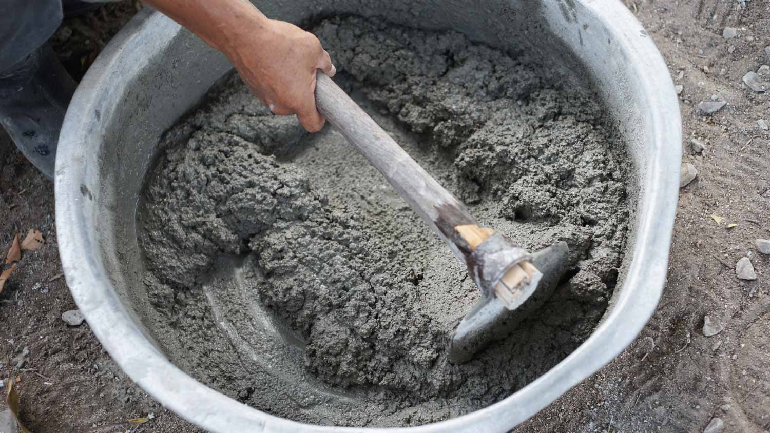 Man mixing concrete