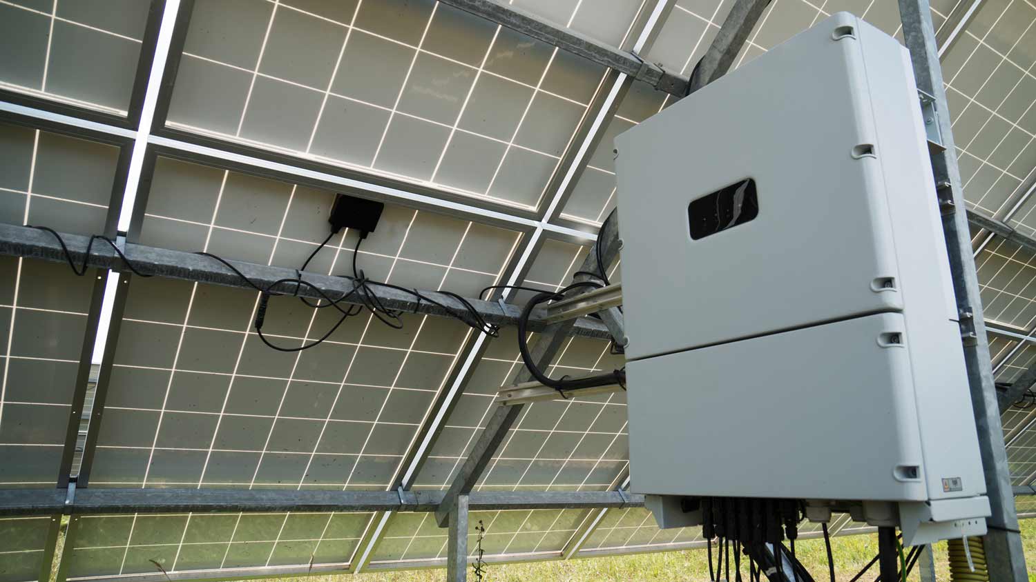 inverter behind solar panel