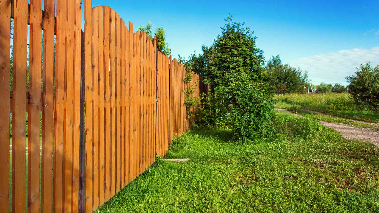 A stained wooden fence