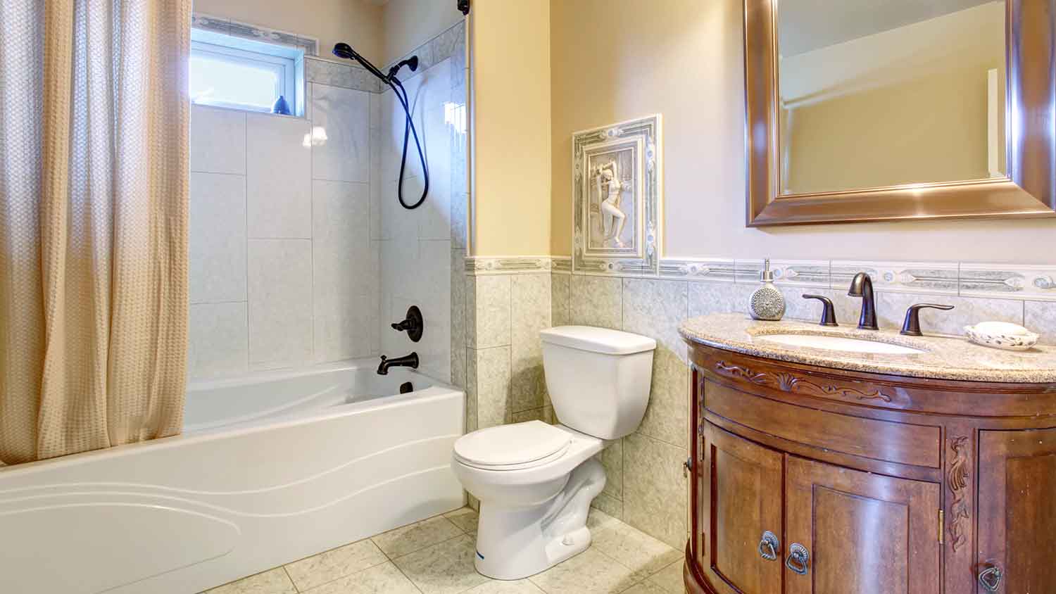 Bathroom installed in a finished basement