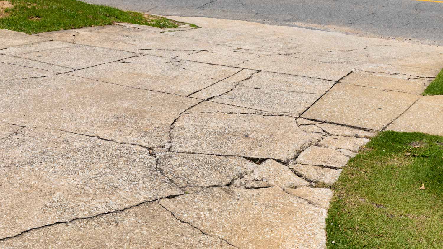 Broken concrete driveway