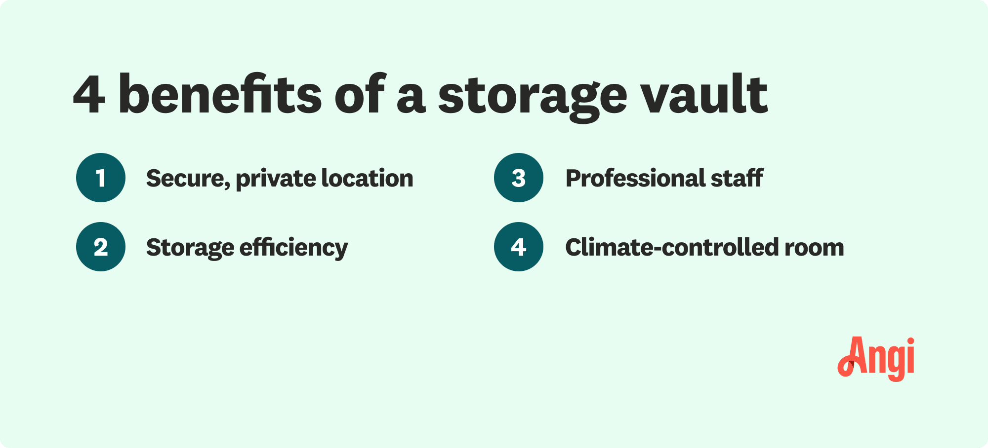 4 benefits of a storage vault, including storage efficiency and a professional staff