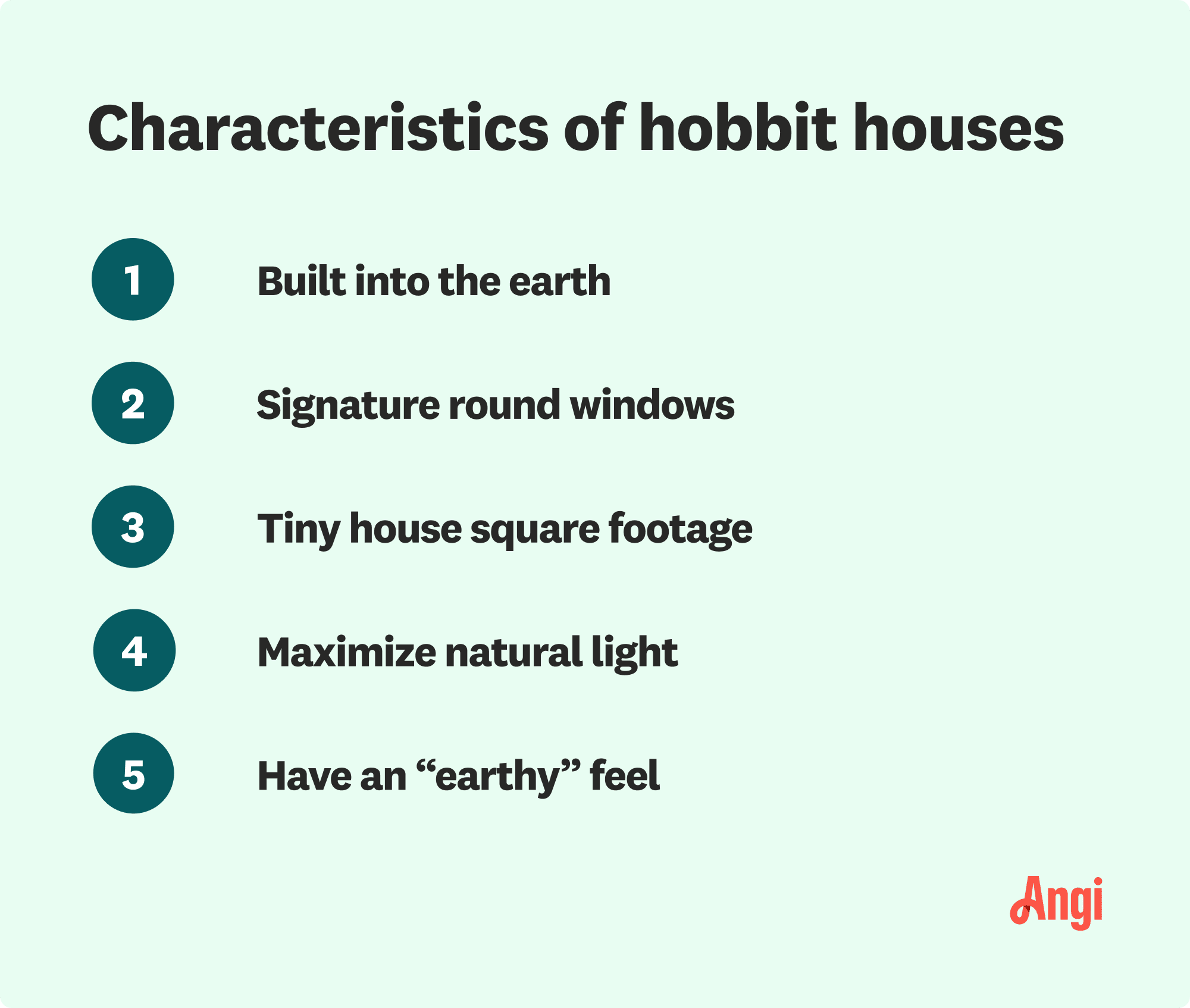 5 characteristics of hobbit houses, including being built into the earth and having tiny house square footage