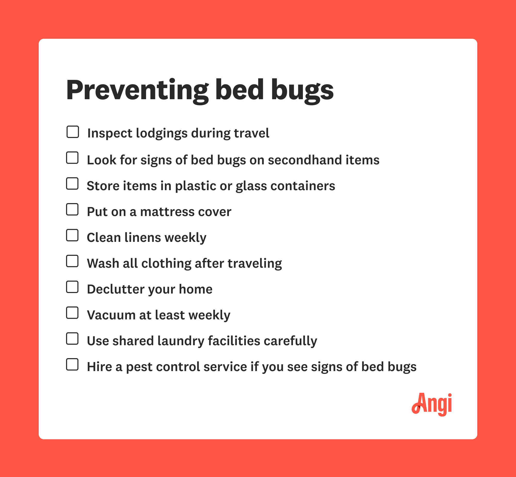 10 ways to prevent bed bugs, including cleaning linens weekly and decluttering your home