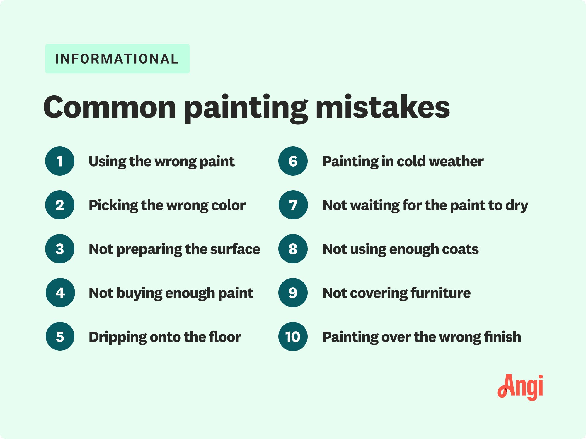 10 common painting mistakes, including using the wrong paint and not enough coats