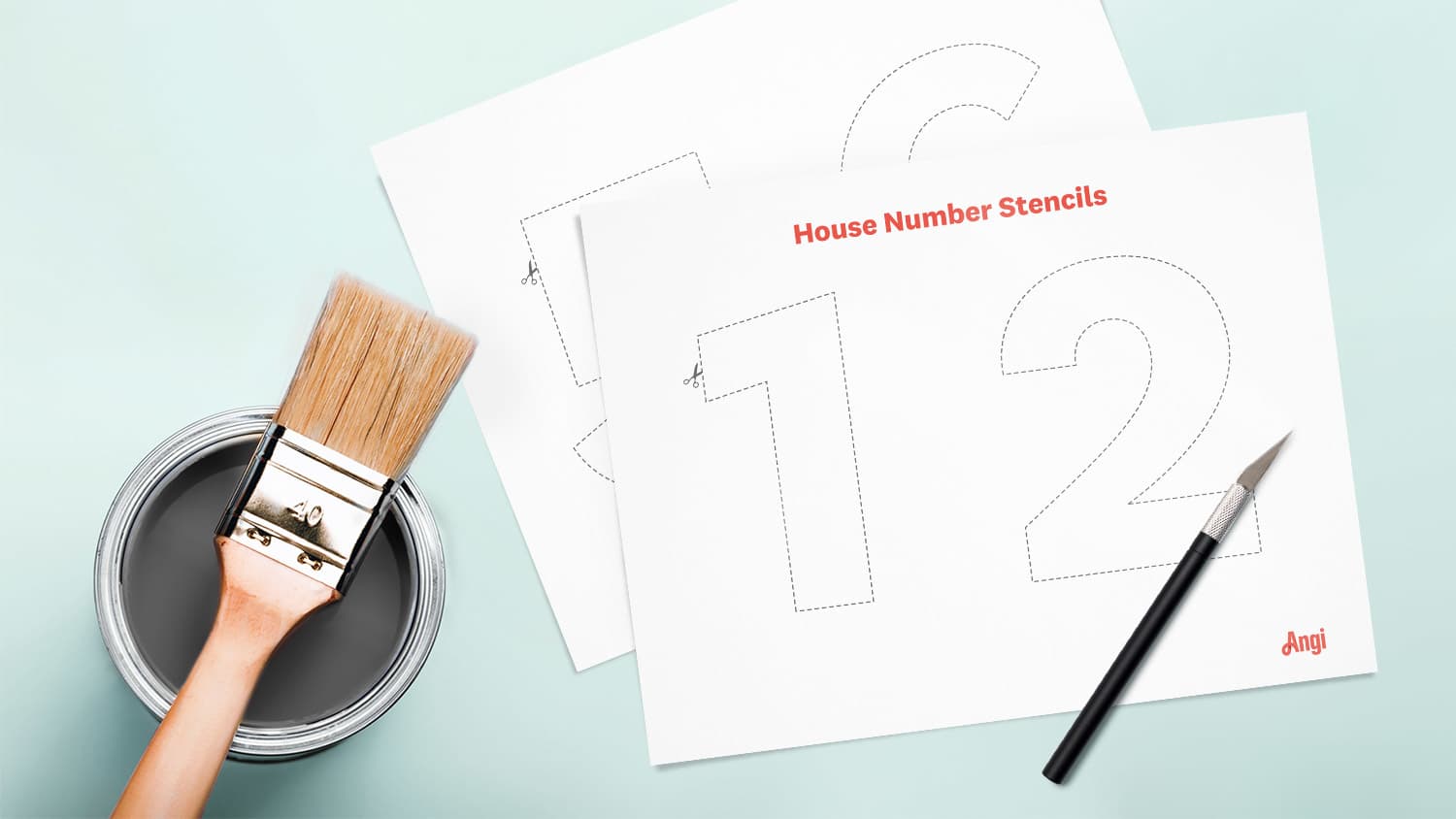 House number stencils mockup graphic
