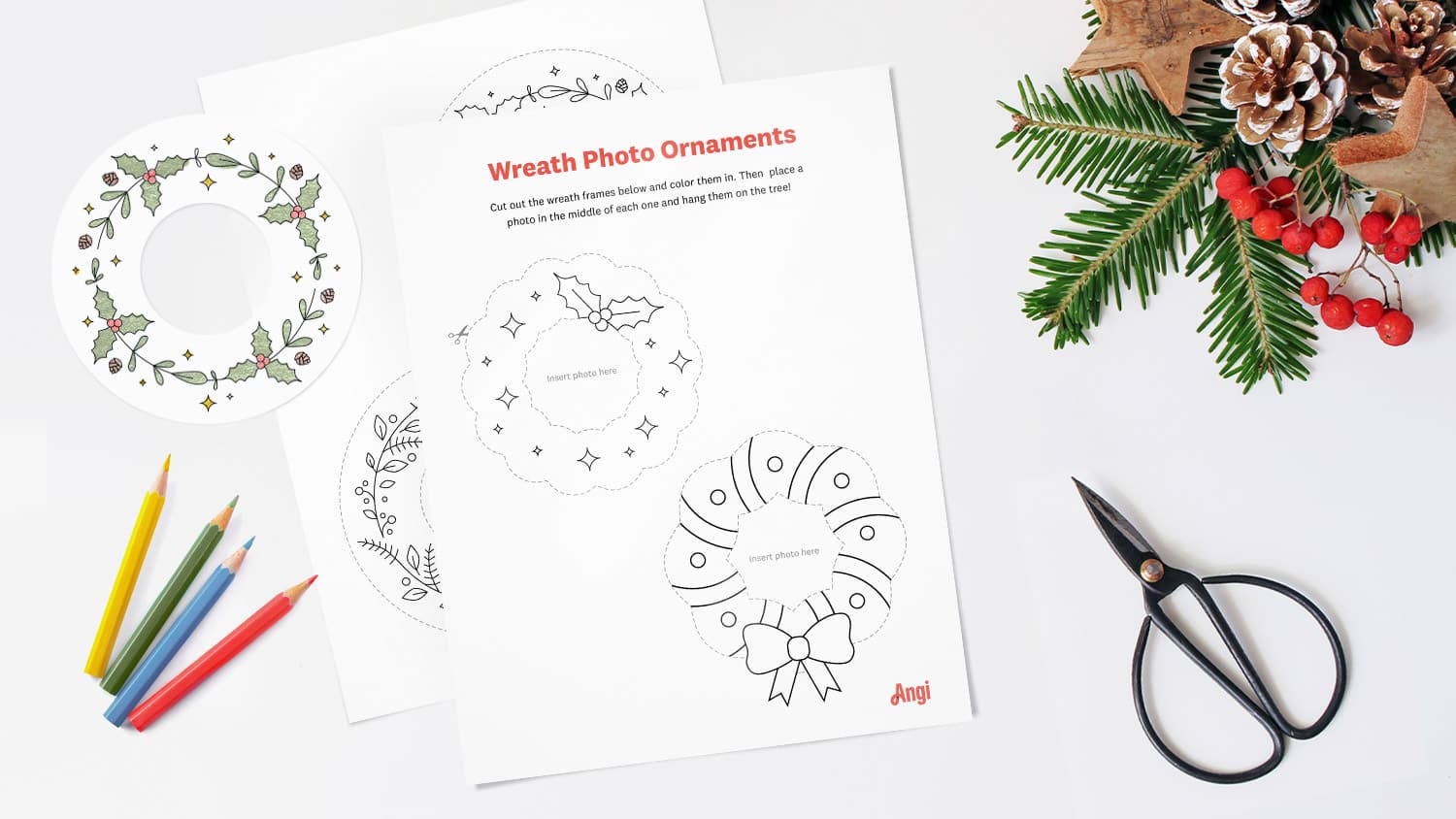 wreath photo ornaments printout