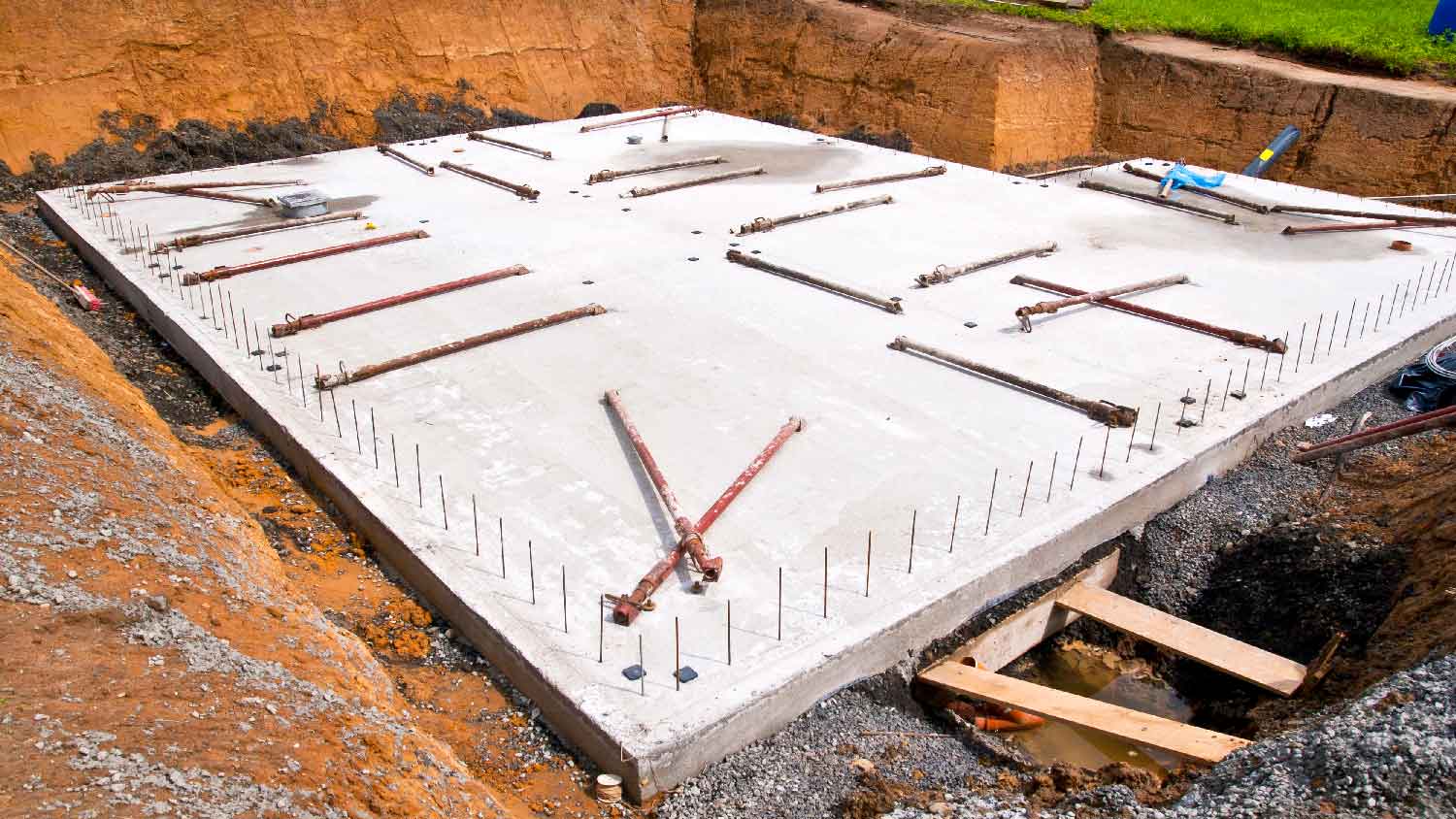 A concrete slab used as a house’s foundation