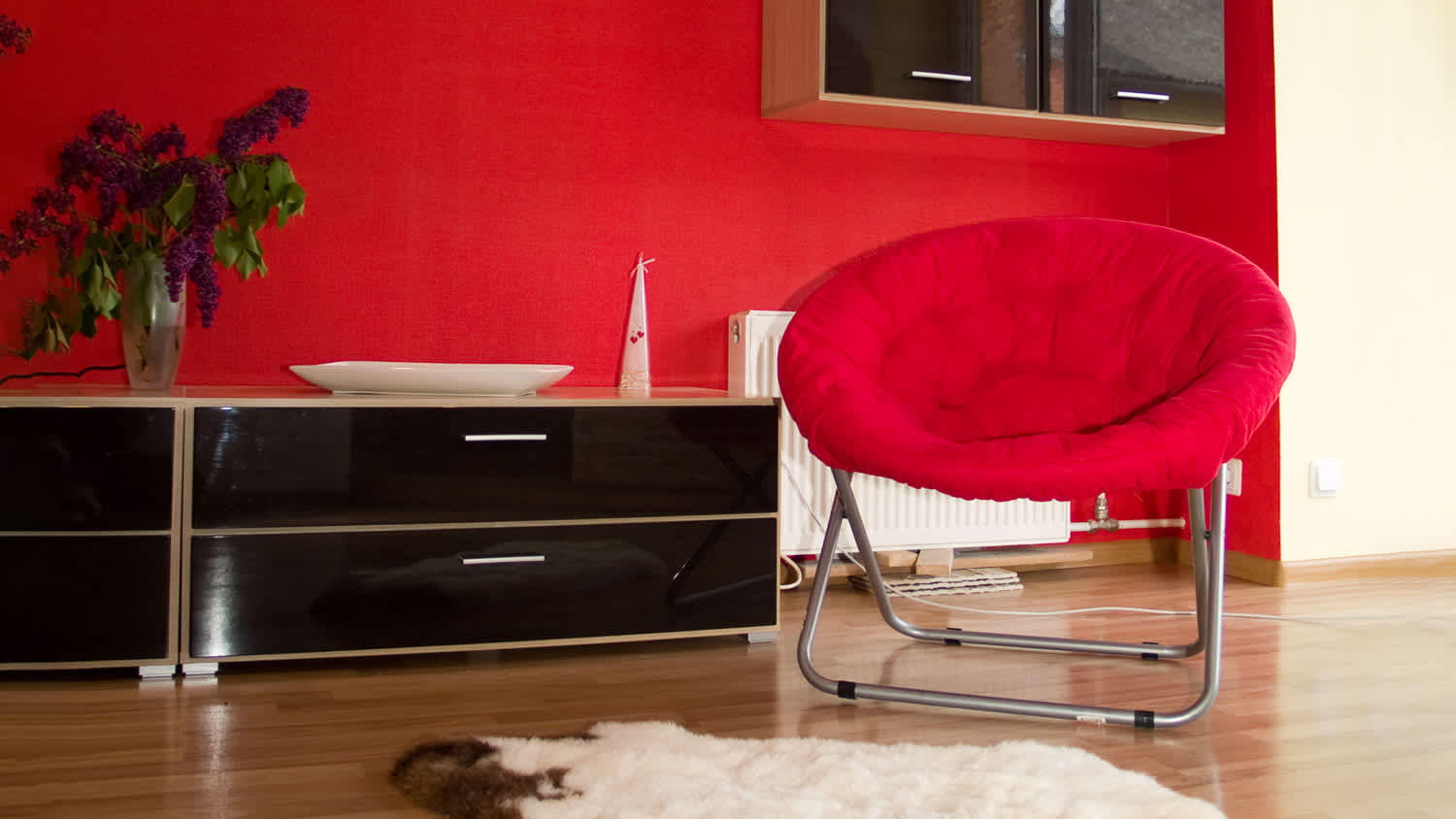 Red accent wall in house