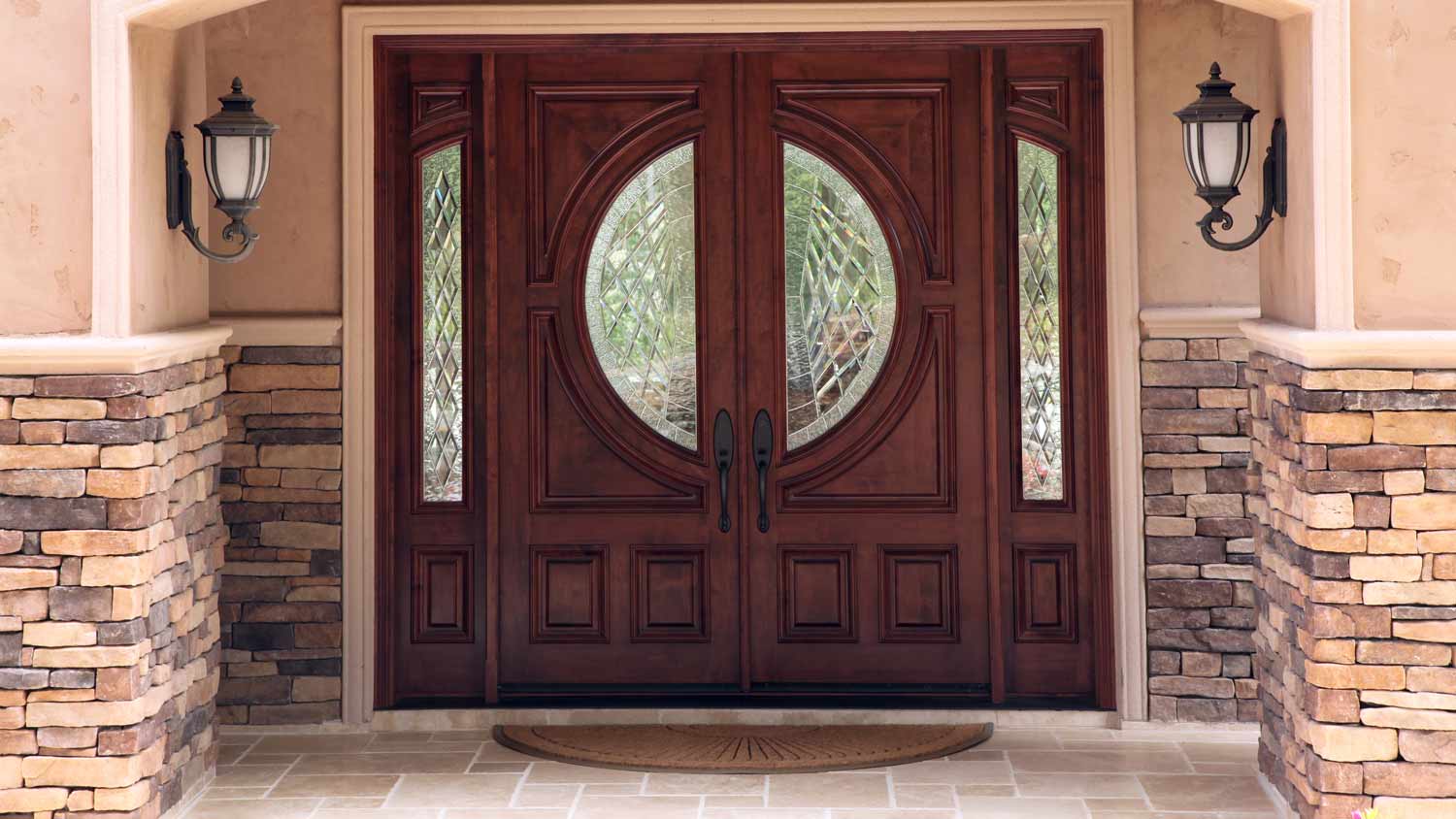 mahogany double doors