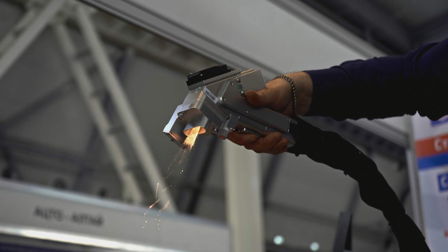 Close-up of a laser cleaning equipment