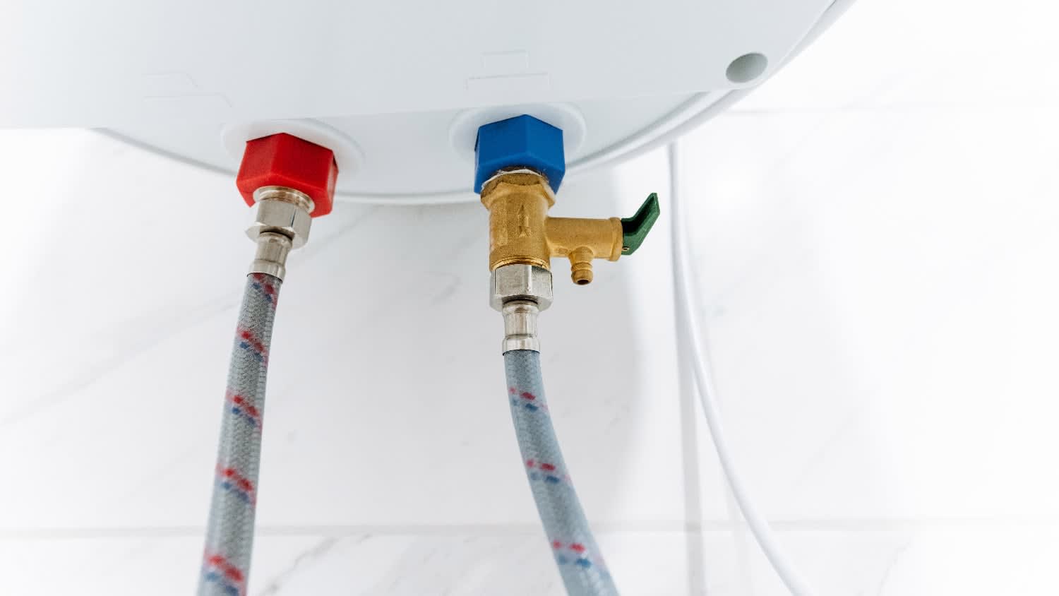 Close-up of water heater wires