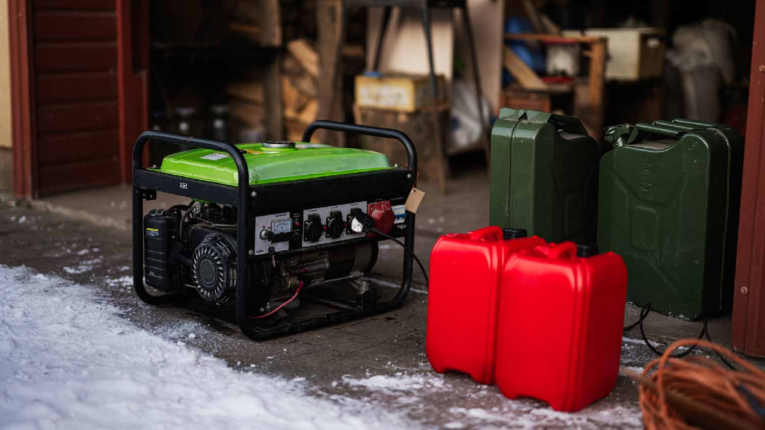 A gas generator next to two canisters