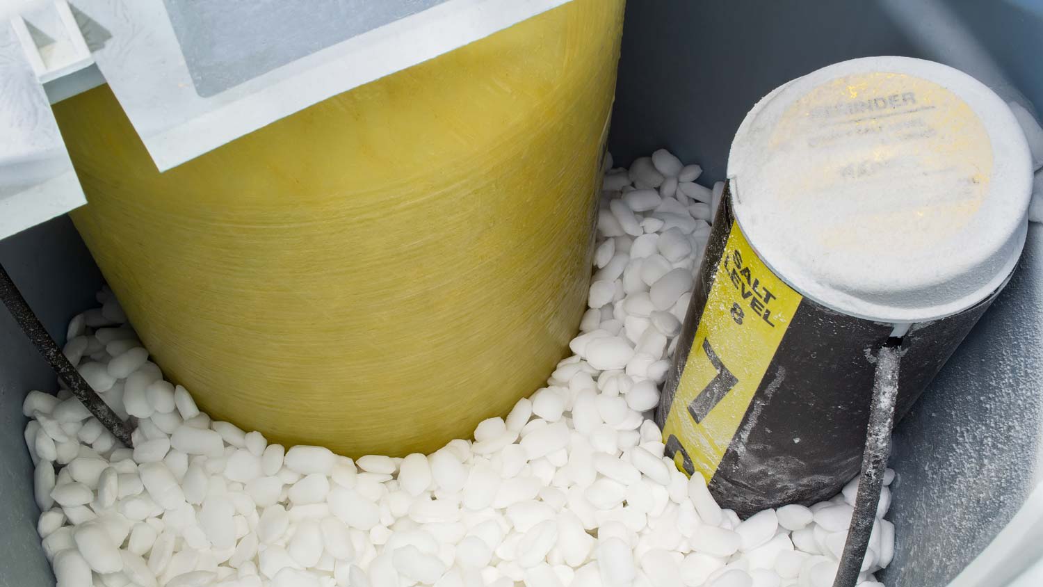 water softener tank with salt tablets