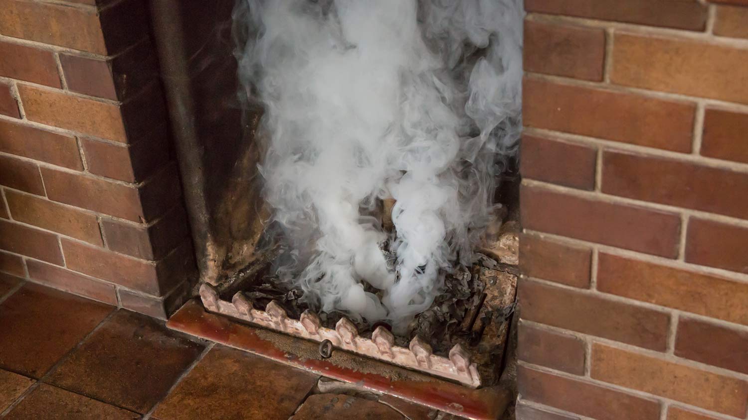Smoke coming from fireplace