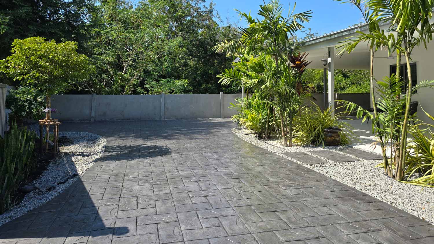 Stamped concrete driveway