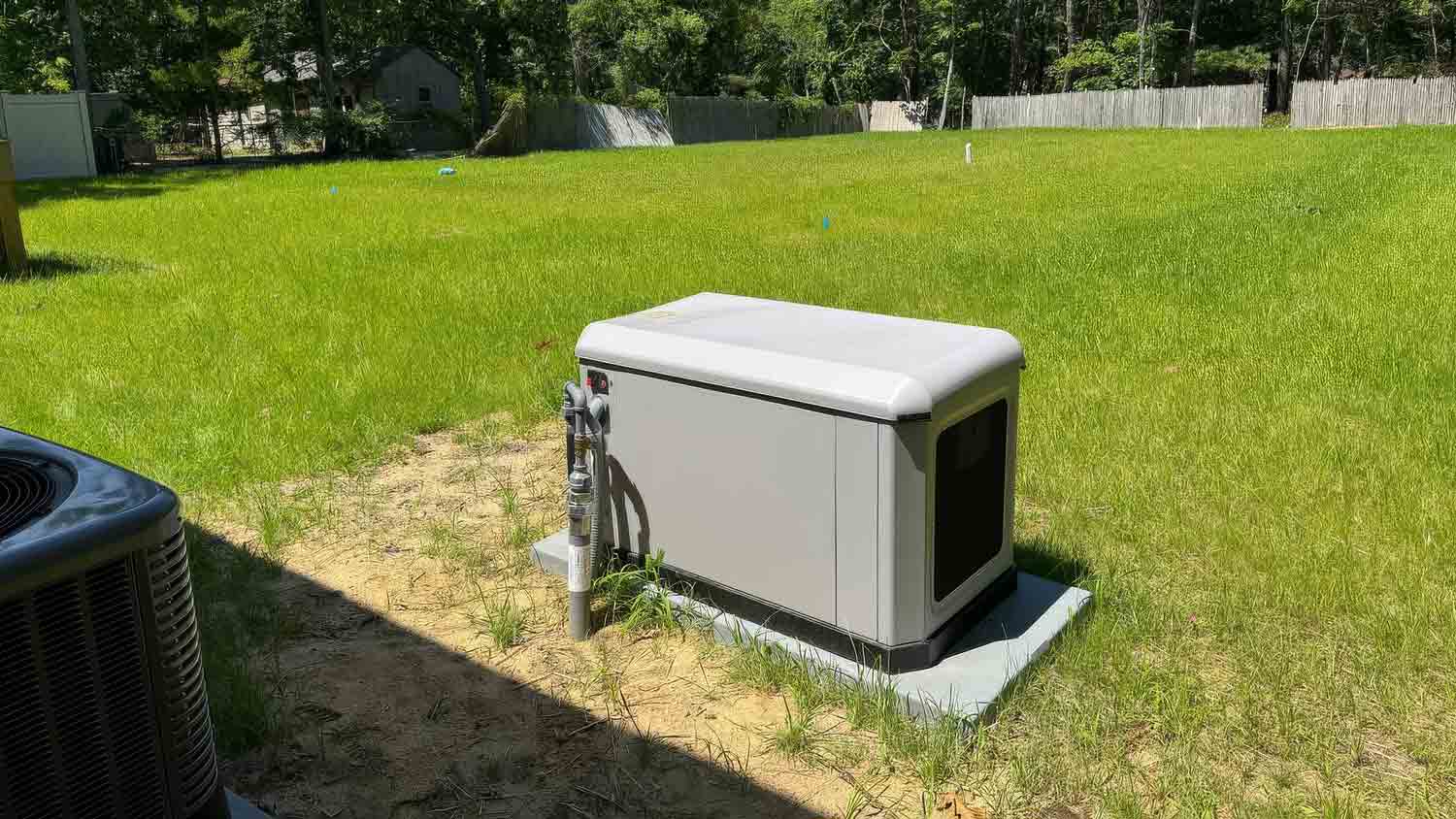 standby generator in backyard