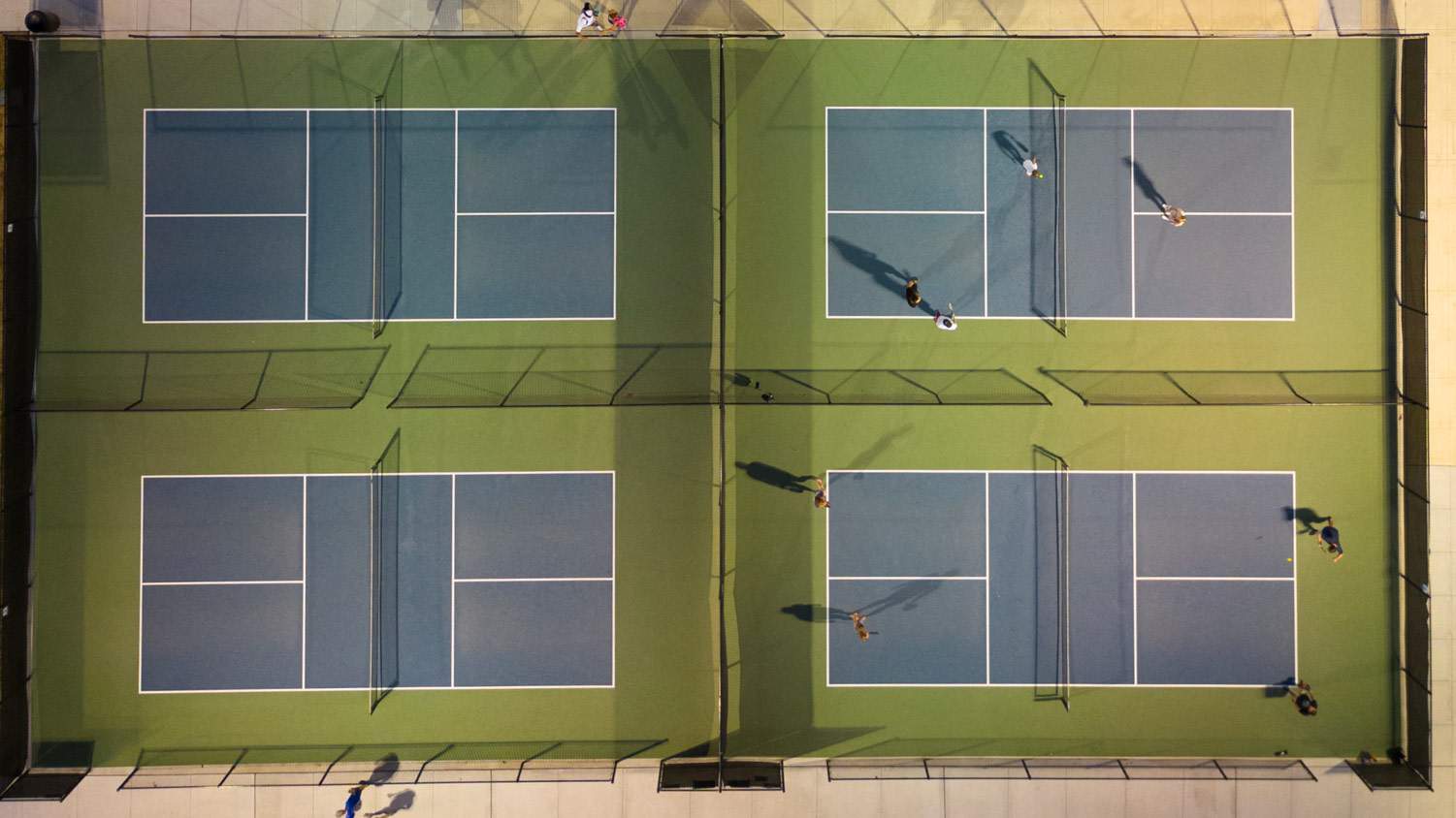 Aerial View of Public Pickleball Courts at Night