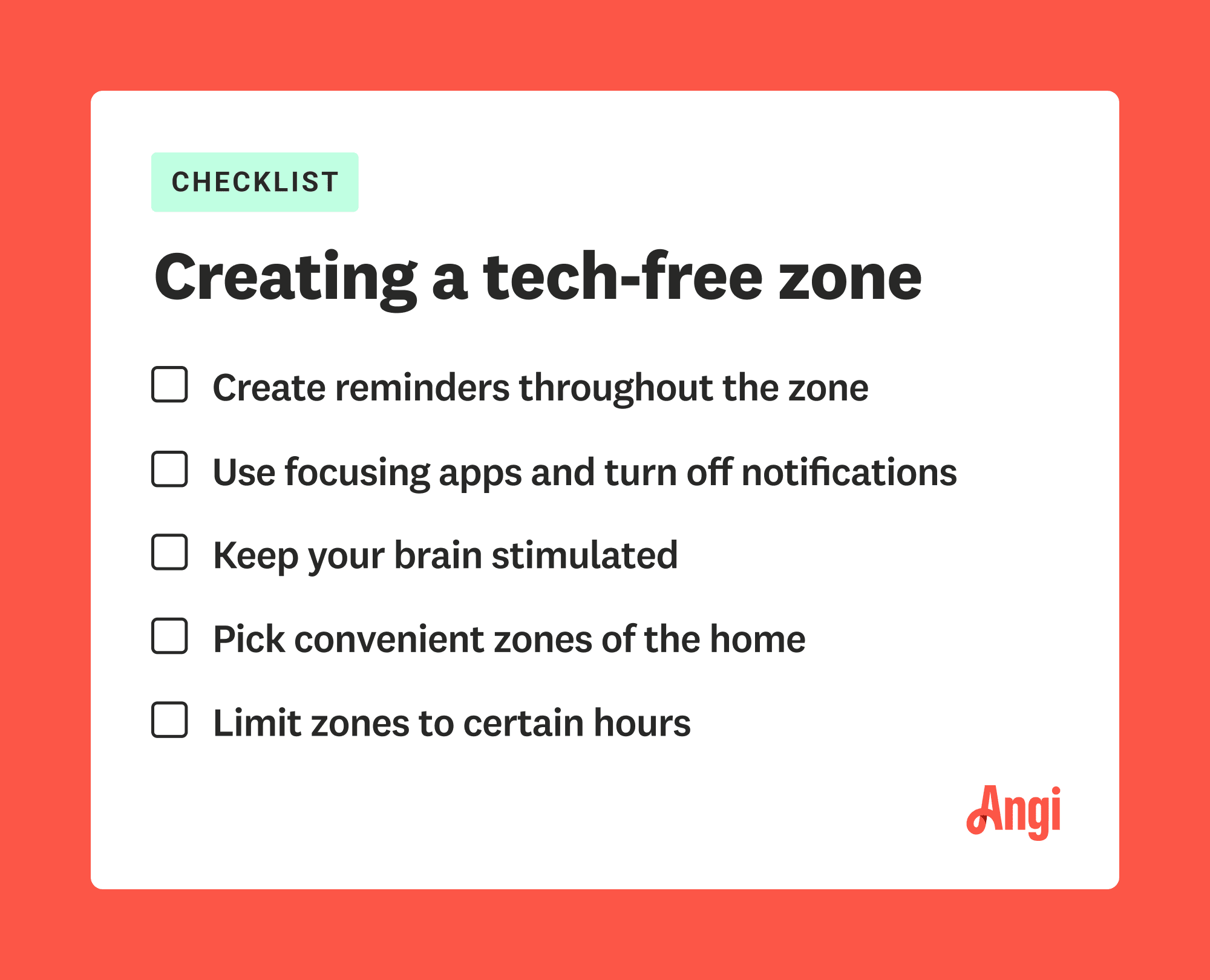 5 ways to create a tech-free zone, including picking convenient zones of the home