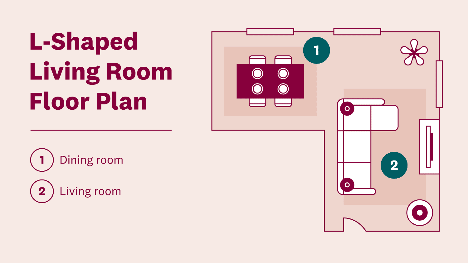 L-Shaped Living/Dining Room Floor Plan Graphic