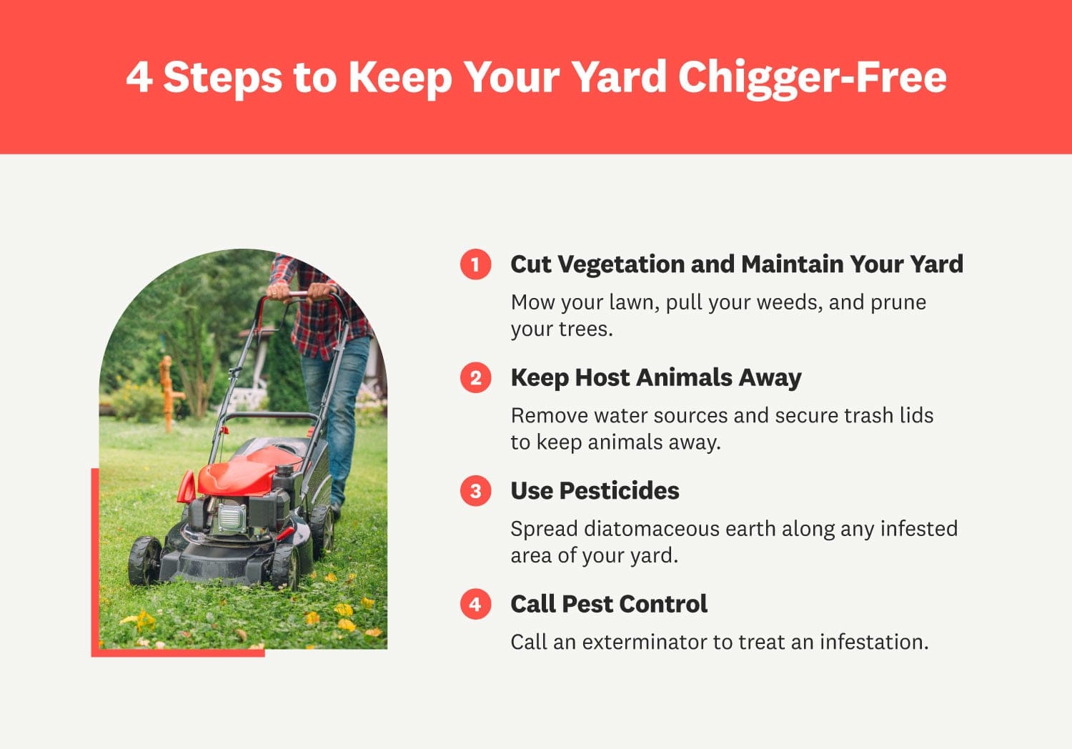 person moving their lawn with red mower