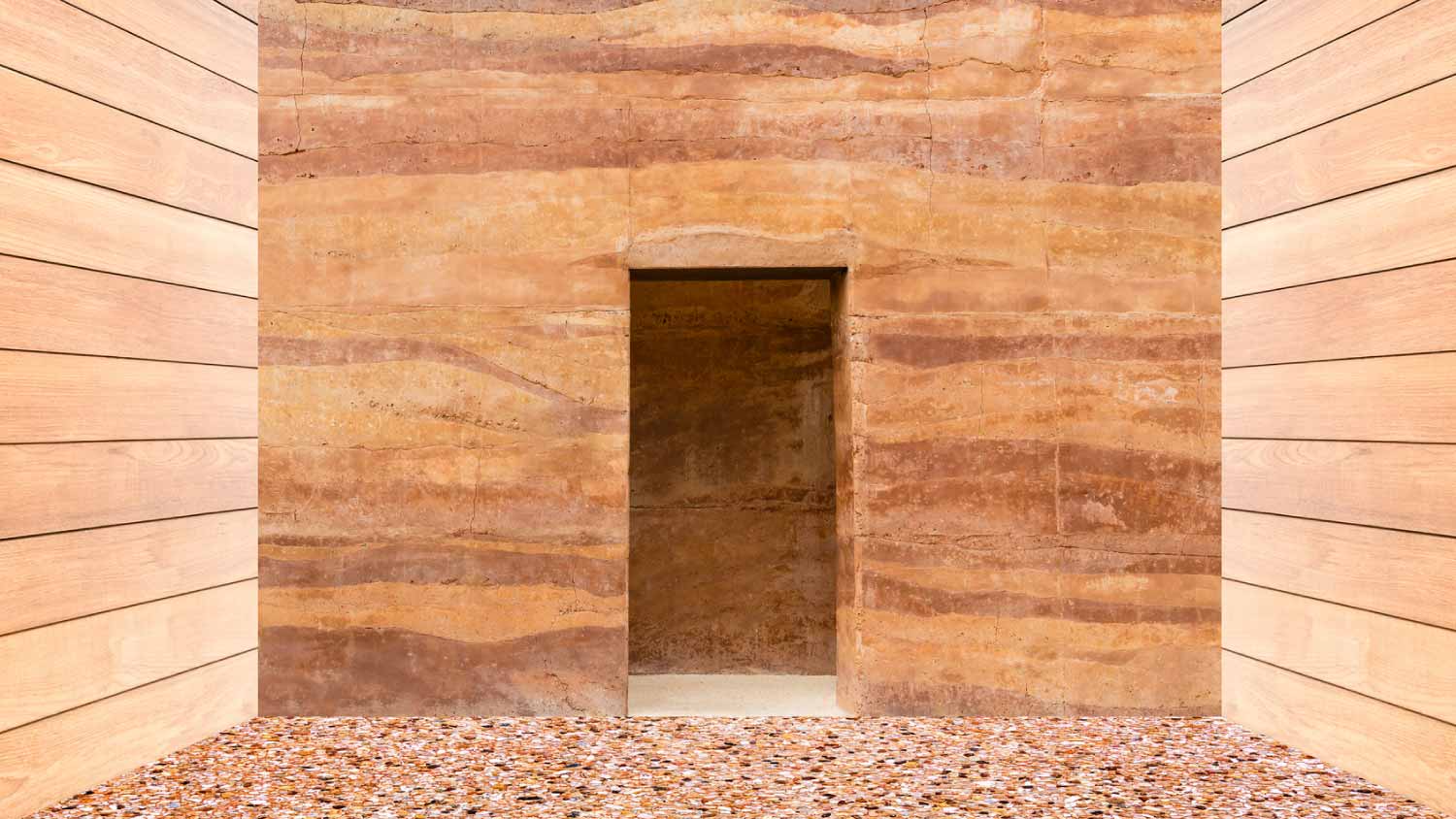 Stone wall with door and stone floor