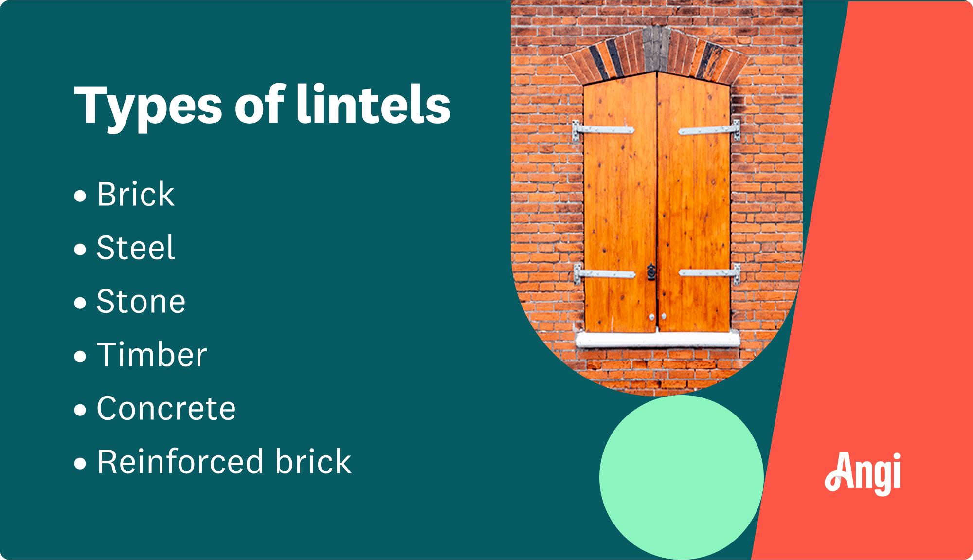 6 types of lintels, including steel, stone, and timber