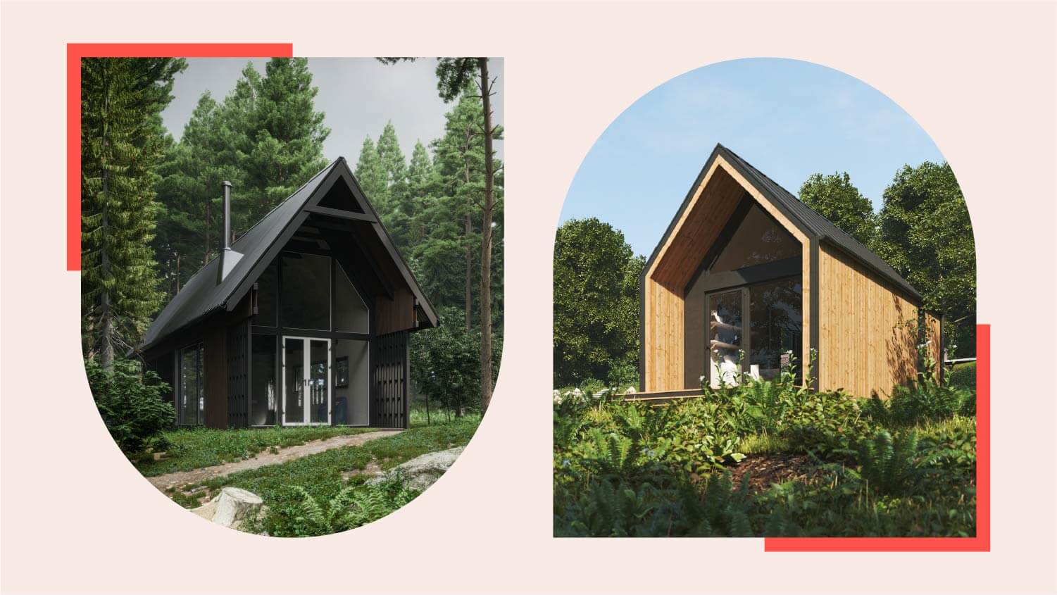 dark modern house in forest