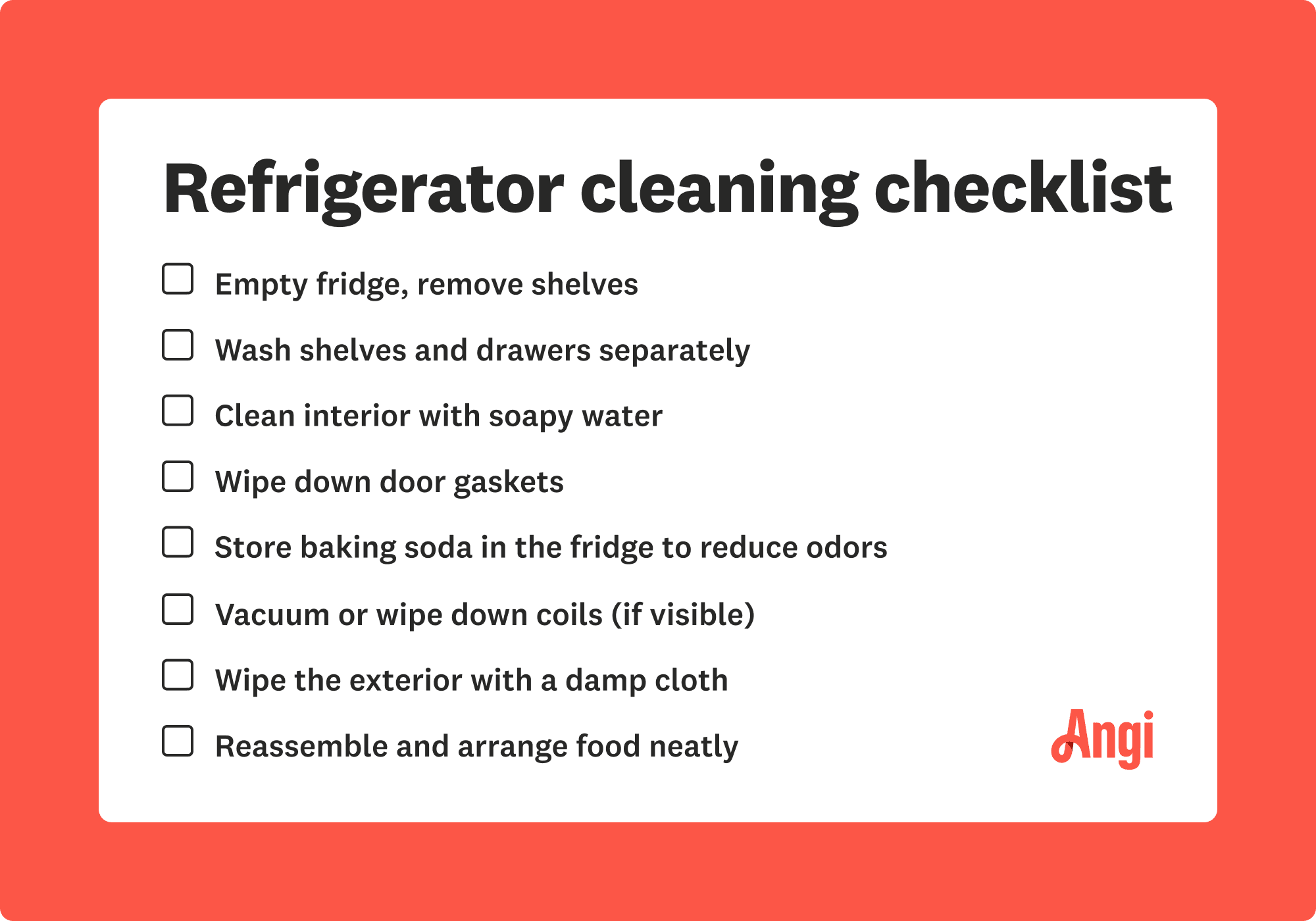 8 areas to check to clean your fridge properly, including washing shelves and drawers separately, and cleaning inside with soapy water
